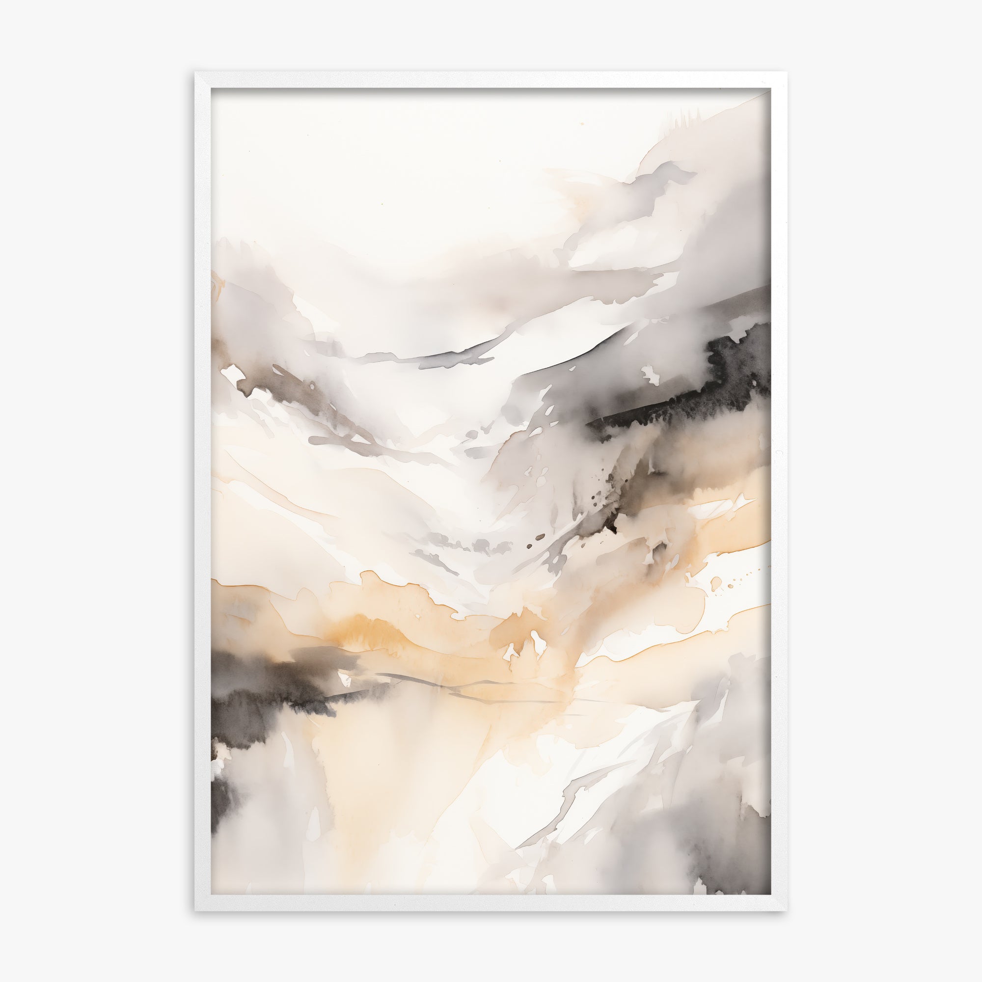 Autumn Valley Haze, White Framed Poster With White Frame