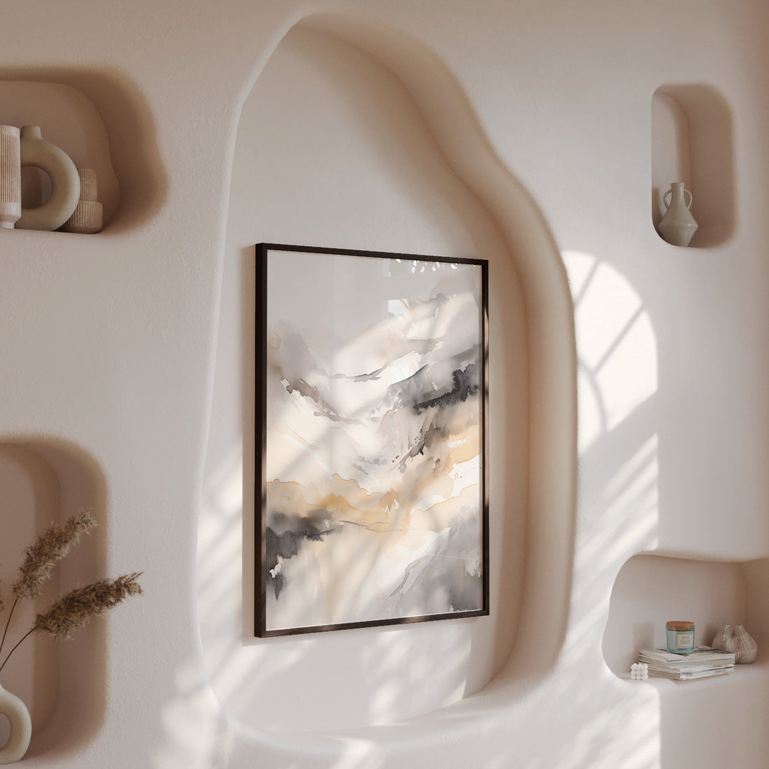 Autumn Valley Haze, 50x70cm Framed Poster With Black Frame