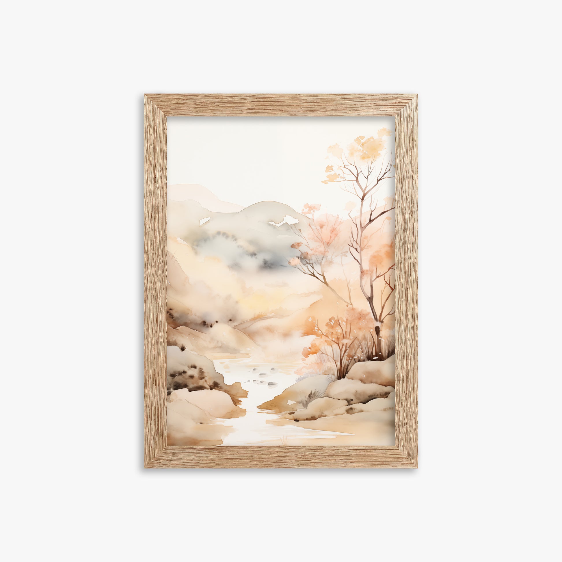 Whispering Creek, 21x30cm Framed Poster With Raw Oak Frame