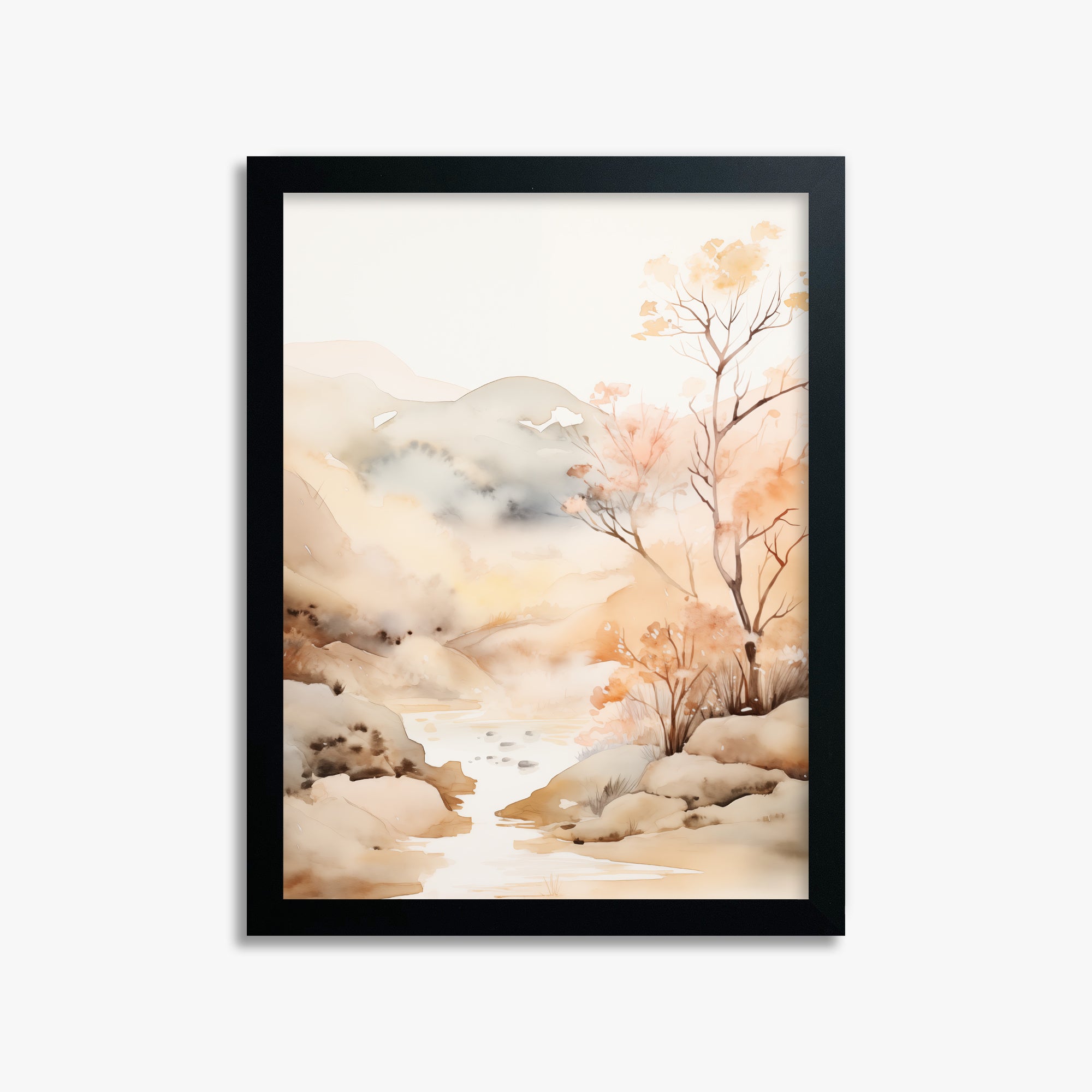 Whispering Creek, 30x40cm Framed Poster With Black Frame