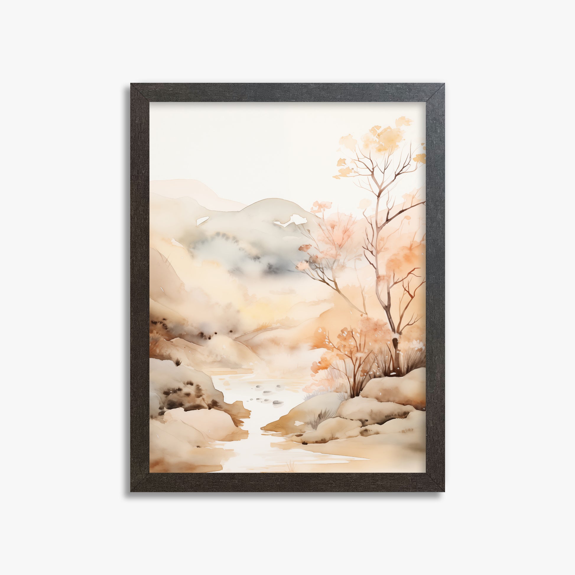 Whispering Creek, 30x40cm Framed Poster With Espresso Frame