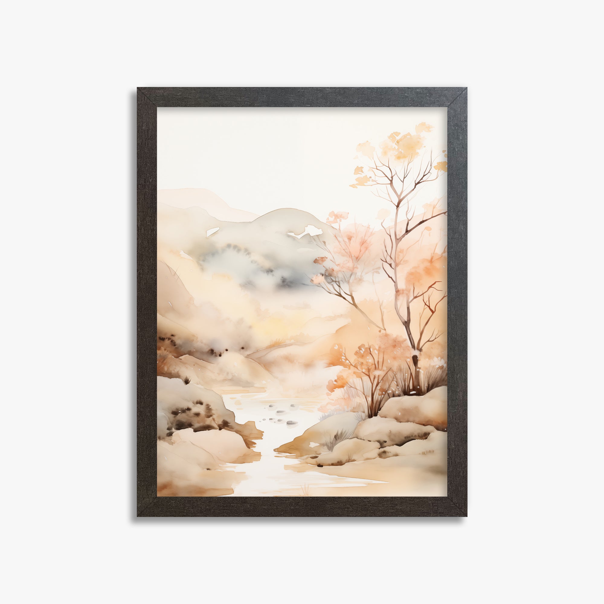 Whispering Creek, 30x40cm Framed Poster With Espresso Frame