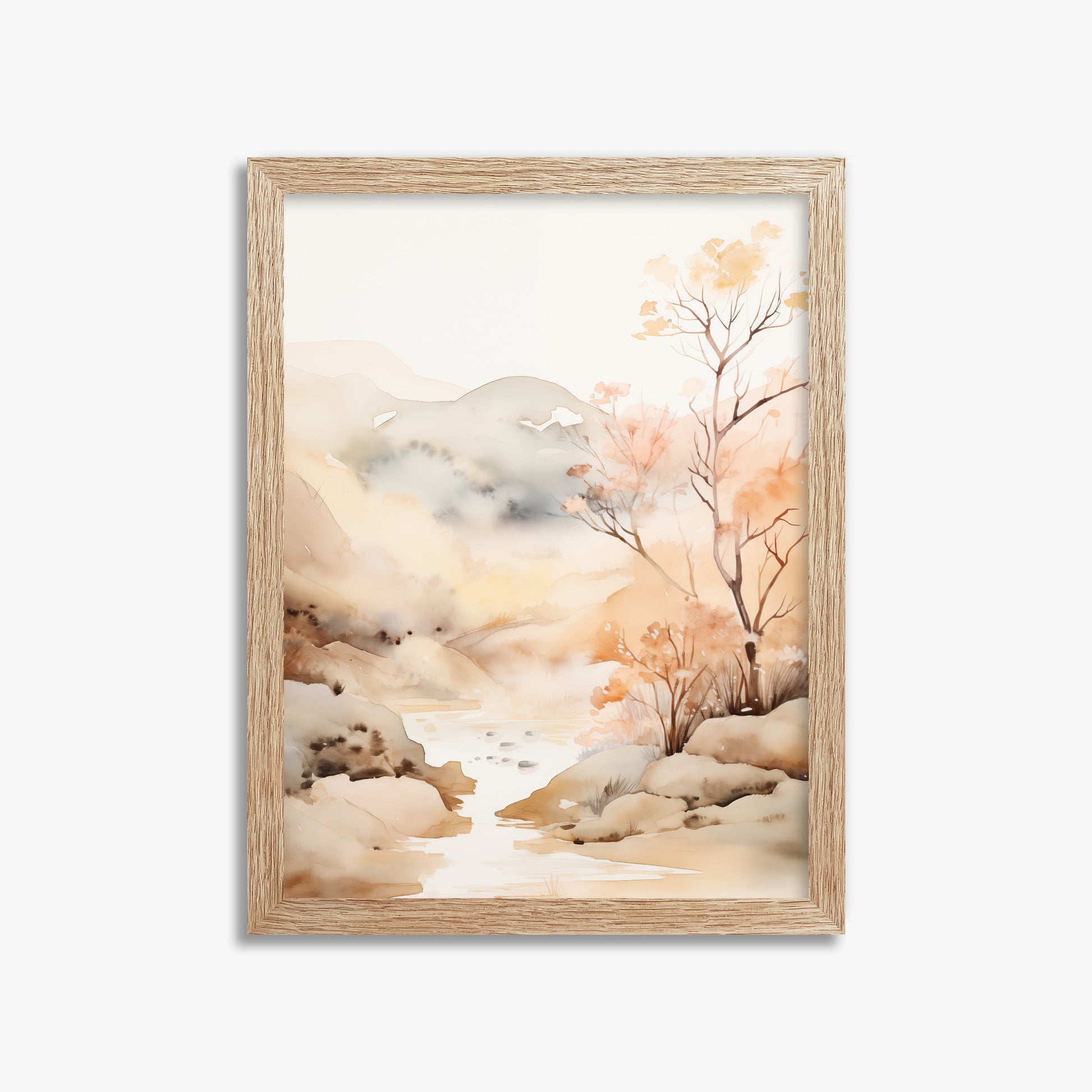 Whispering Creek, 30x40cm Framed Poster With Raw Oak Frame