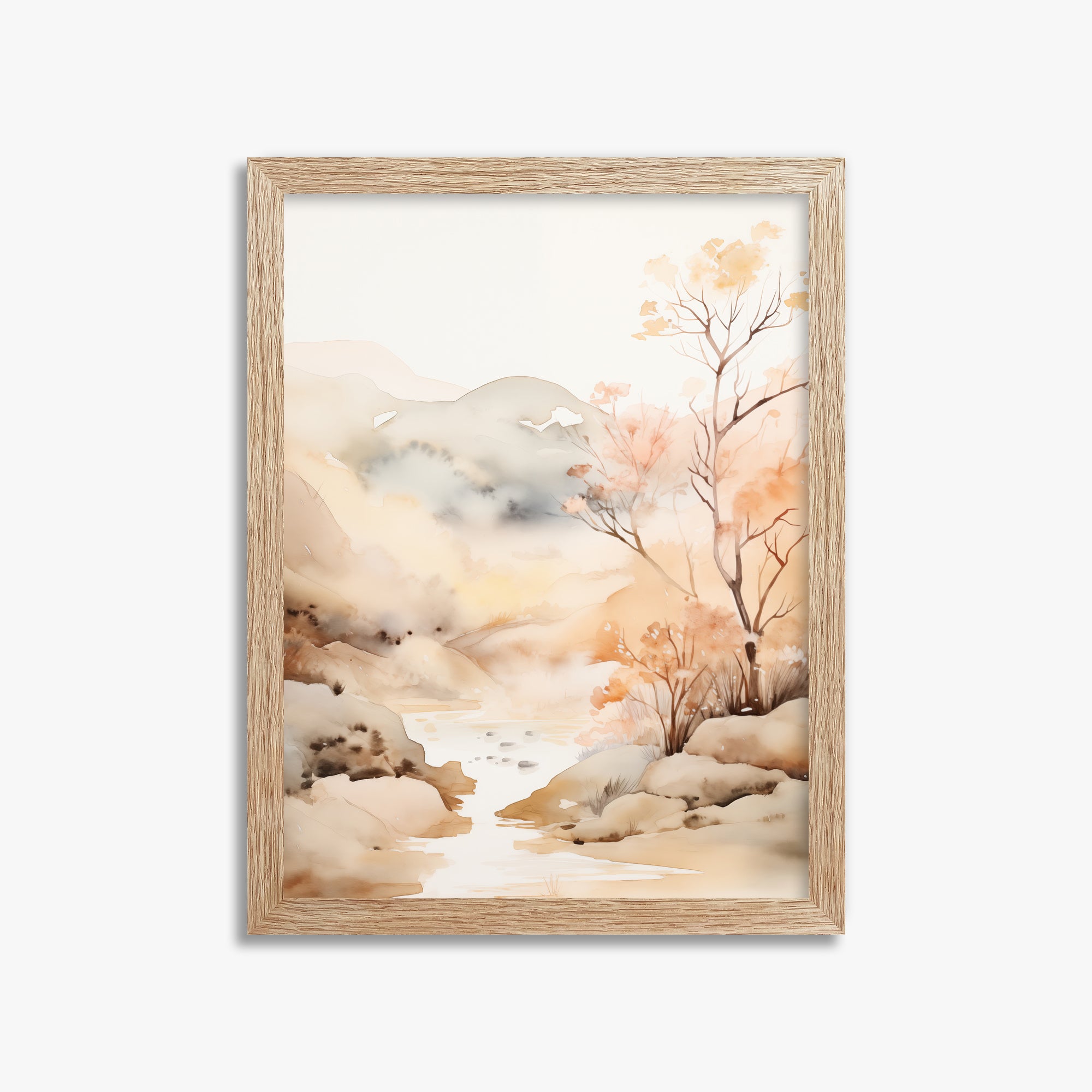 Whispering Creek, 30x40cm Framed Poster With Raw Oak Frame