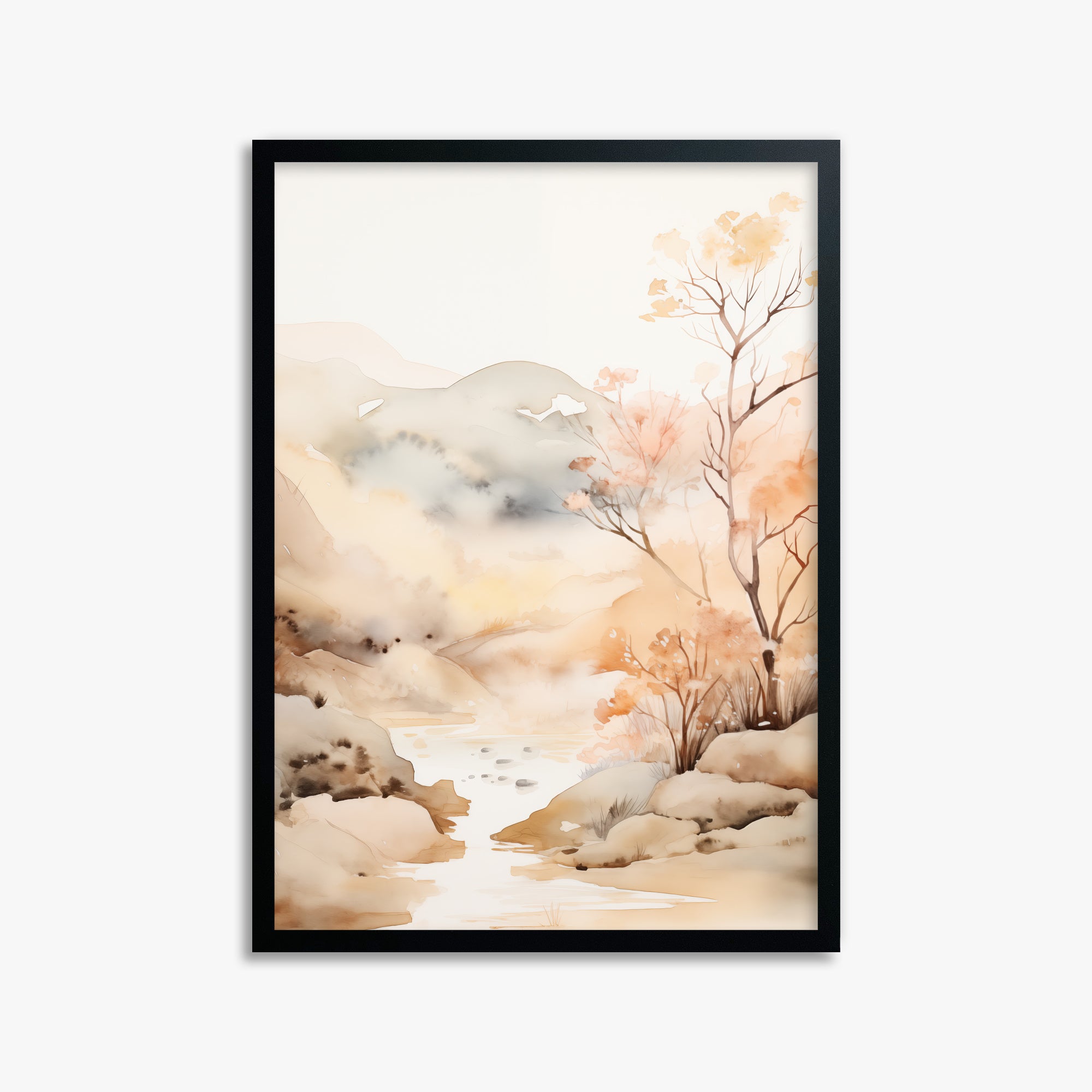 Whispering Creek, 50x70cm Framed Poster With Black Frame