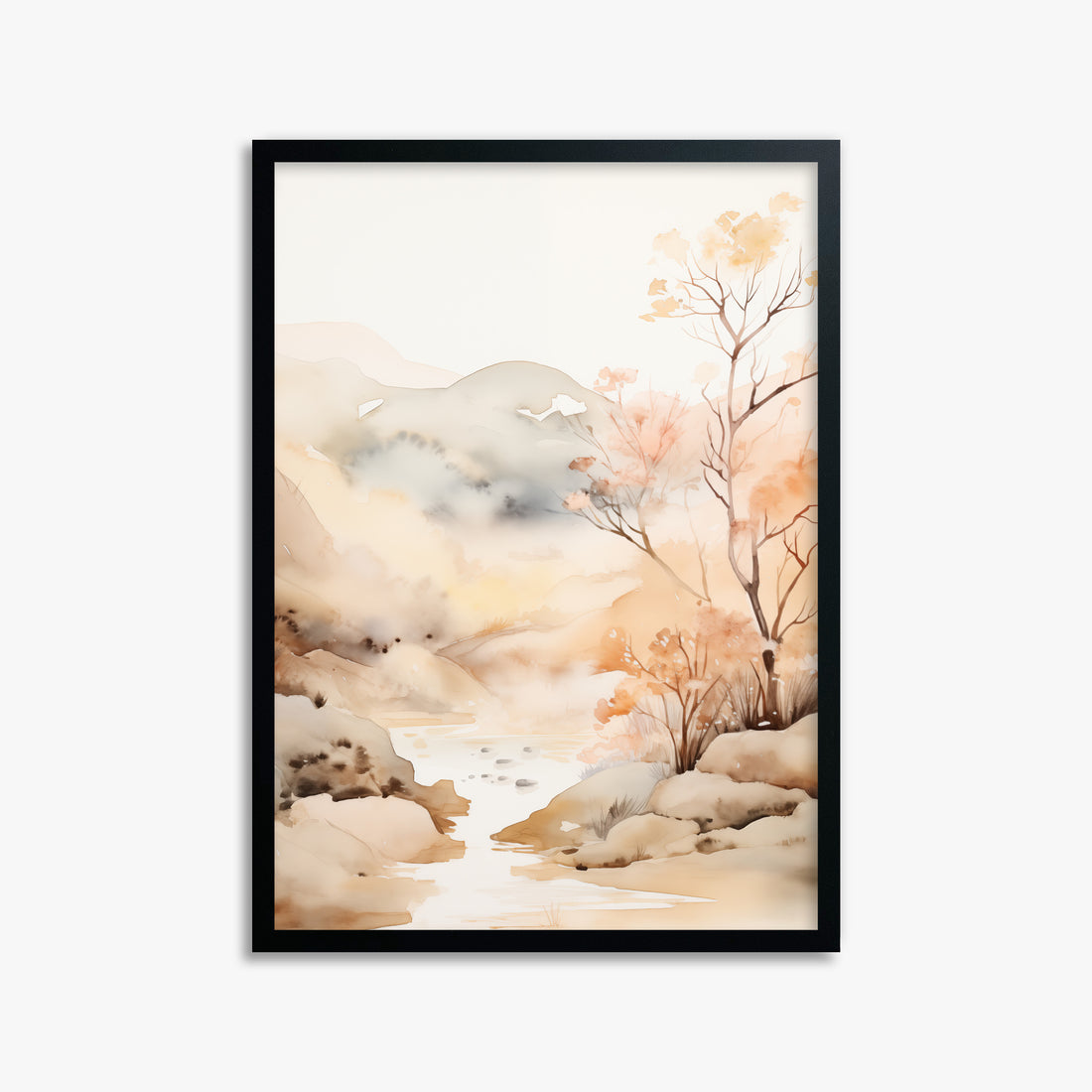 Whispering Creek, 50x70cm Framed Poster With Black Frame