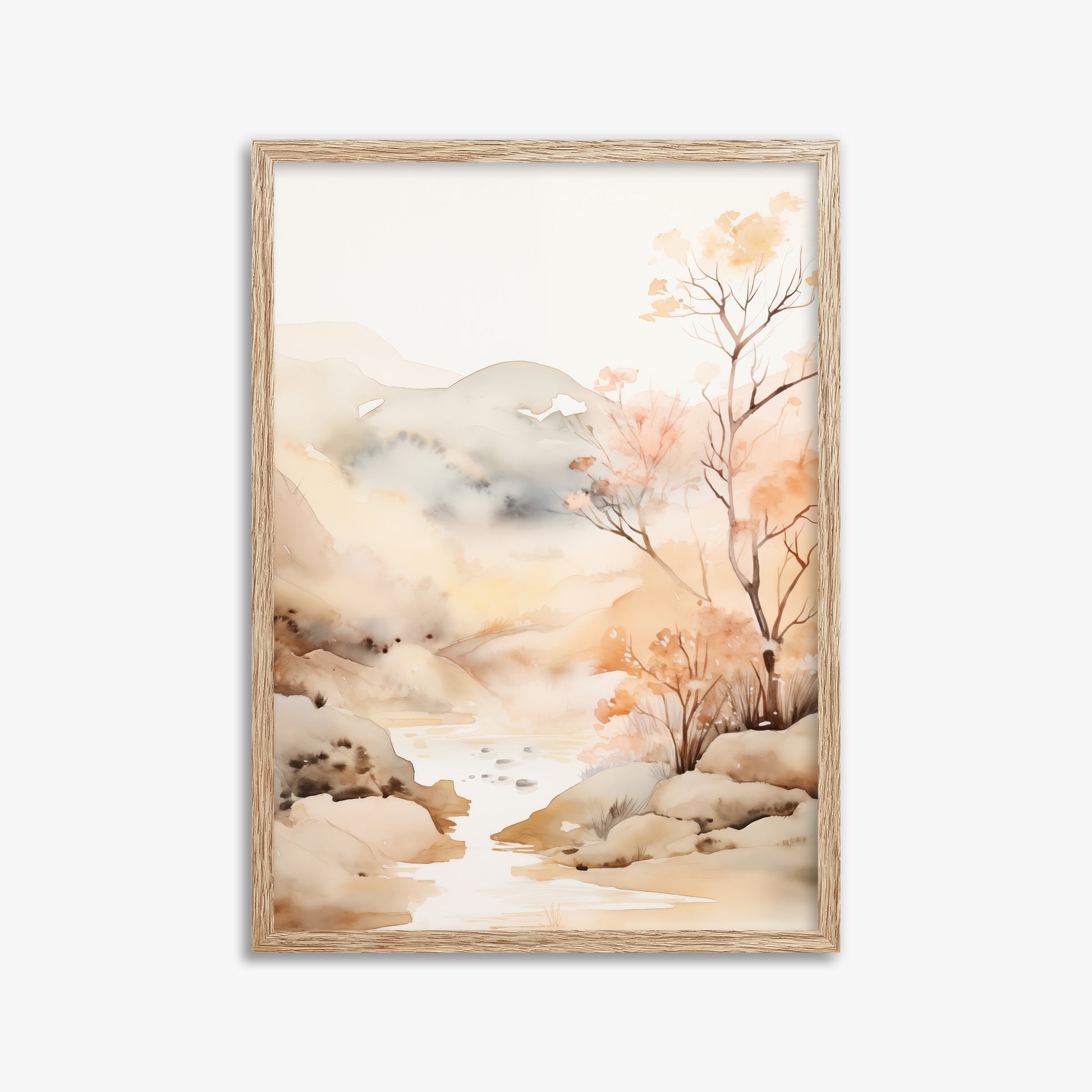 Whispering Creek, 50x70cm Framed Poster With Raw Oak Frame