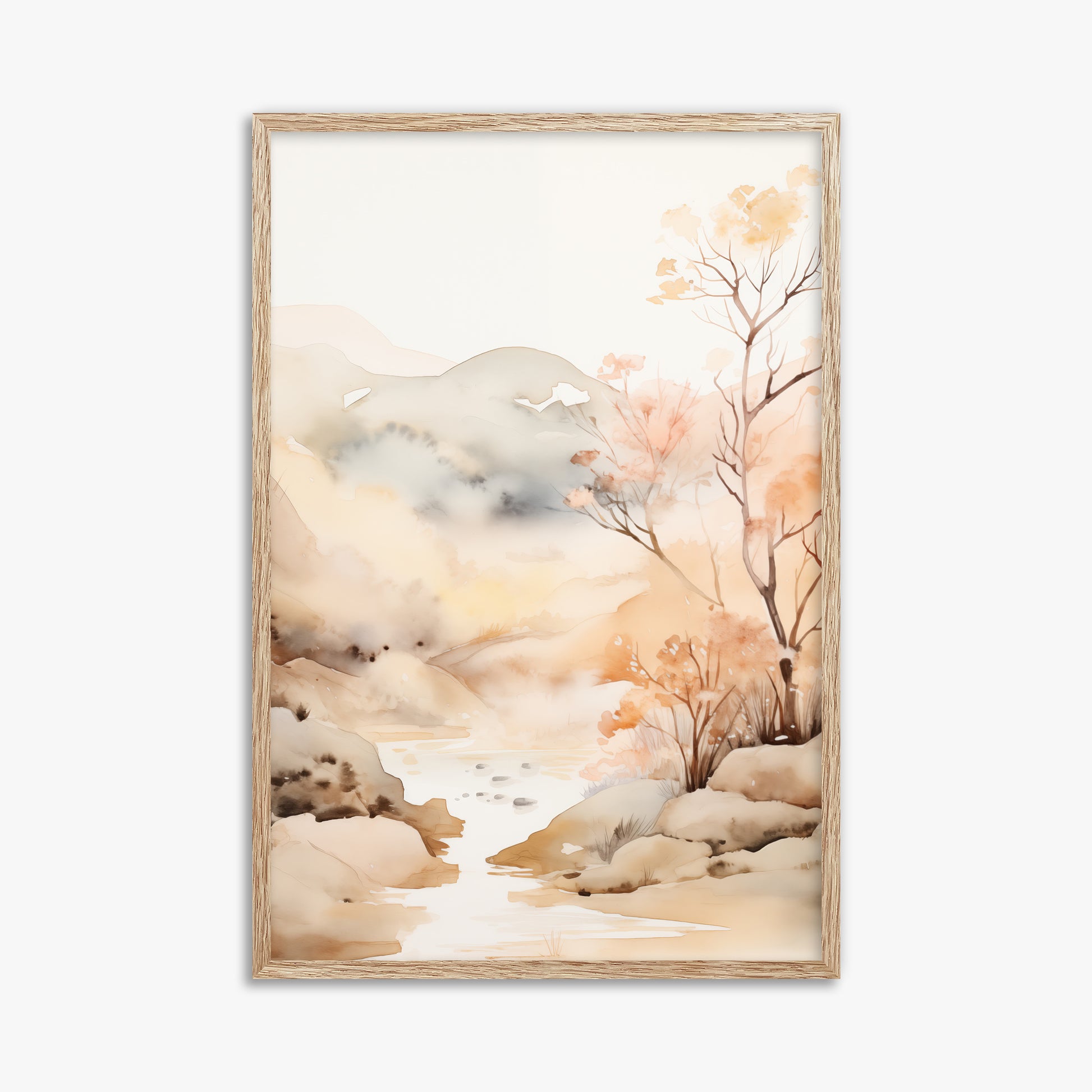 Whispering Creek, 61x91cm Framed Poster With Raw Oak Frame