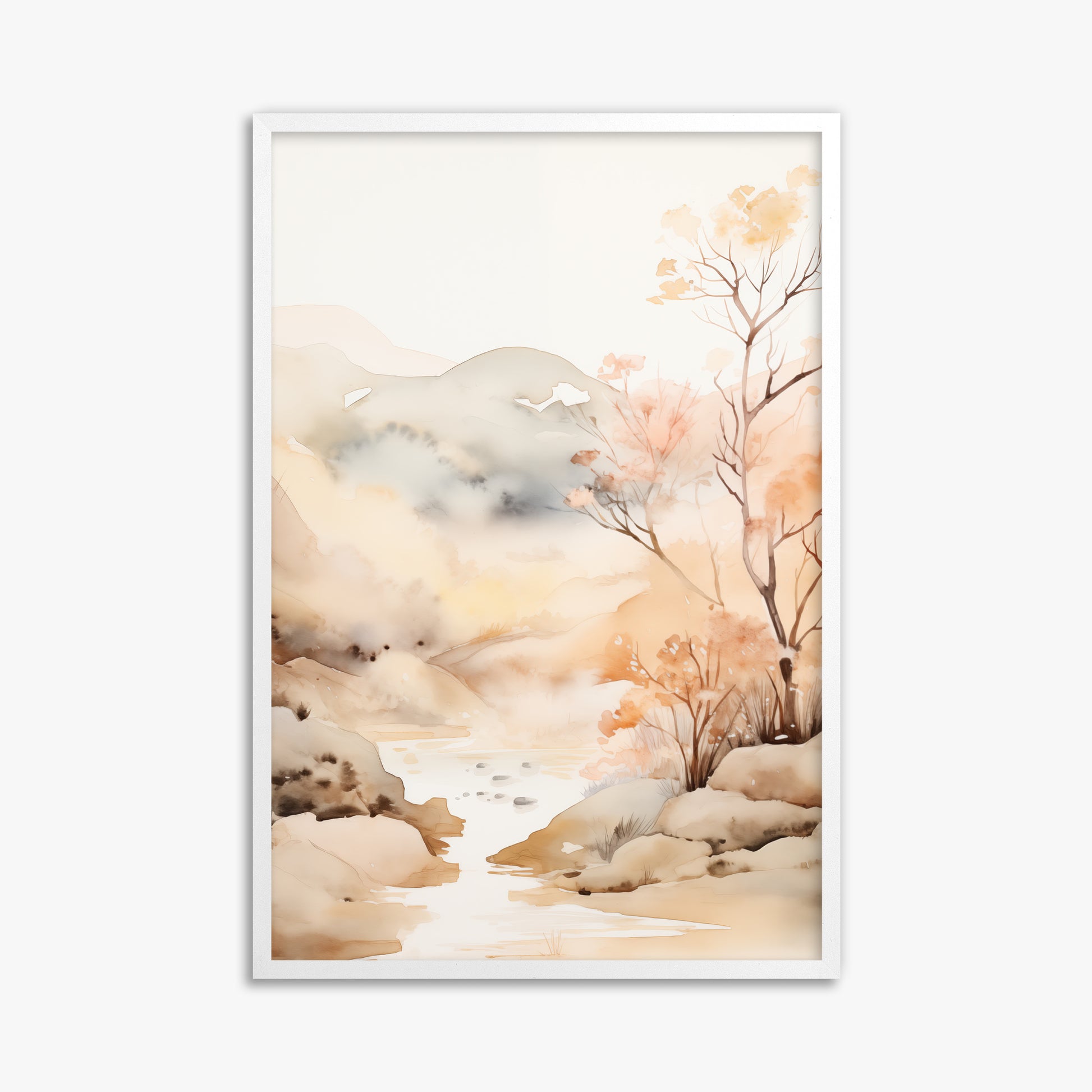 Whispering Creek, 61x91cm Framed Poster With White Frame