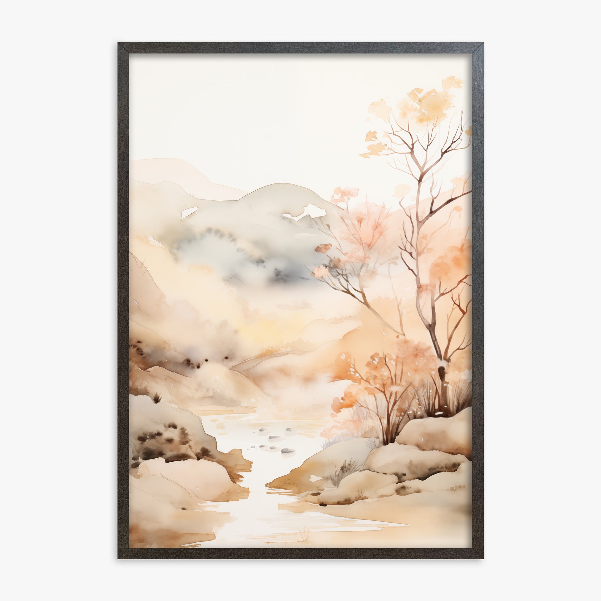 Whispering Creek, 70x100cm Framed Poster With Espresso Frame