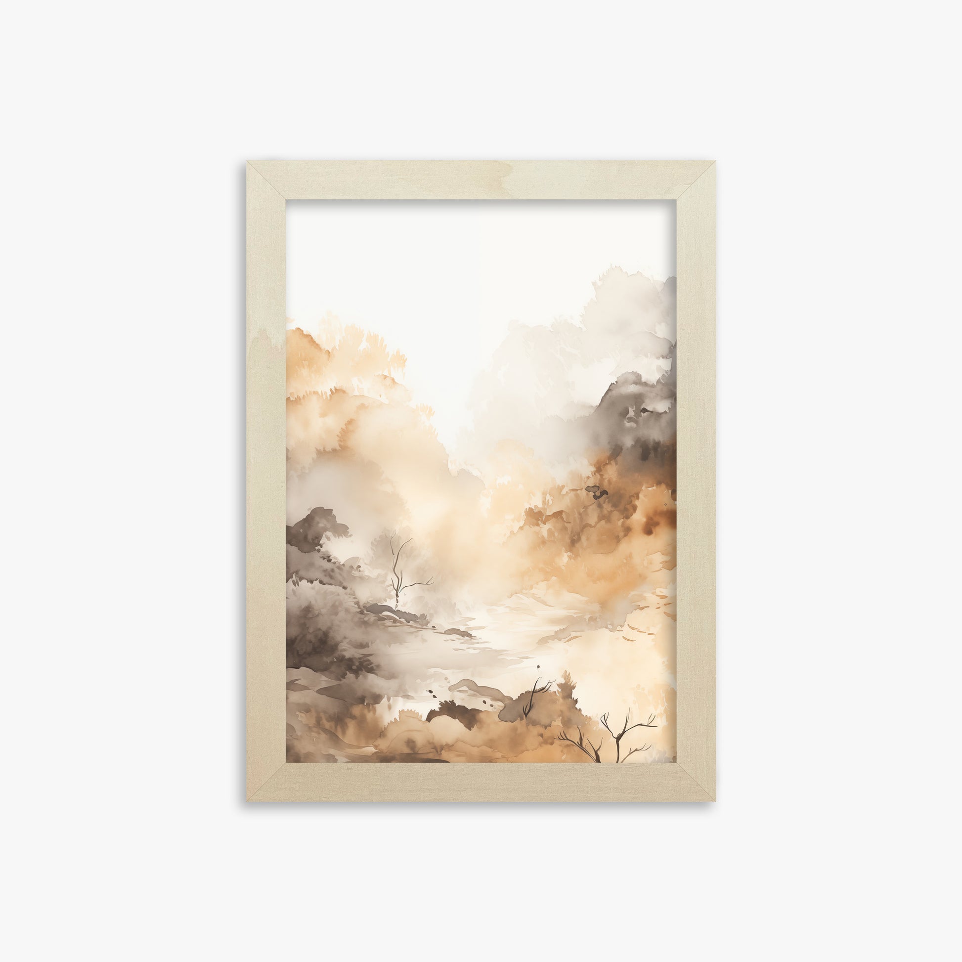 Misty Autumn Valley, 21x30cm Framed Art Reproduction With Lime Wood Frame
