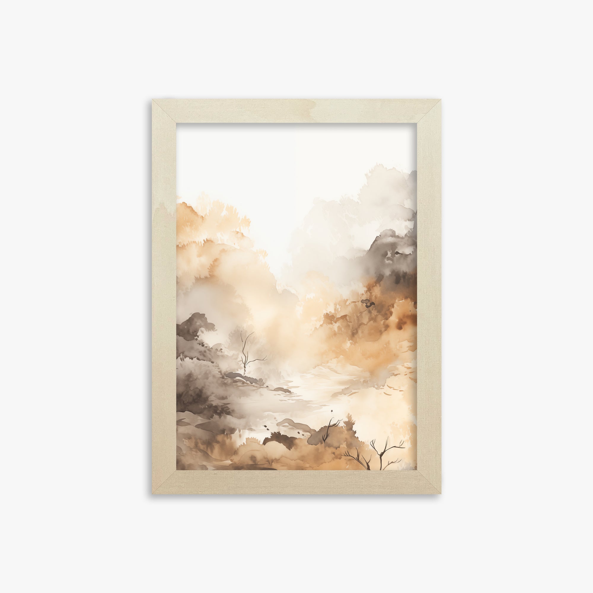 Misty Autumn Valley, 21x30cm Framed Art Reproduction With Lime Wood Frame
