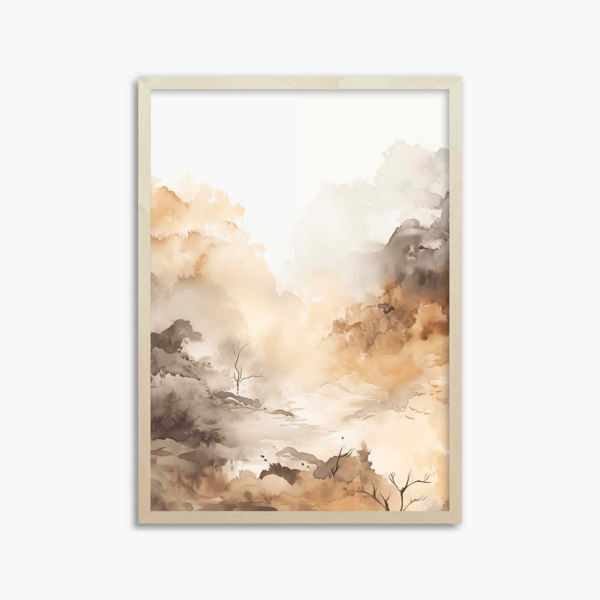 Misty Autumn Valley, 50x70cm Framed Art Reproduction With Lime Wood Frame