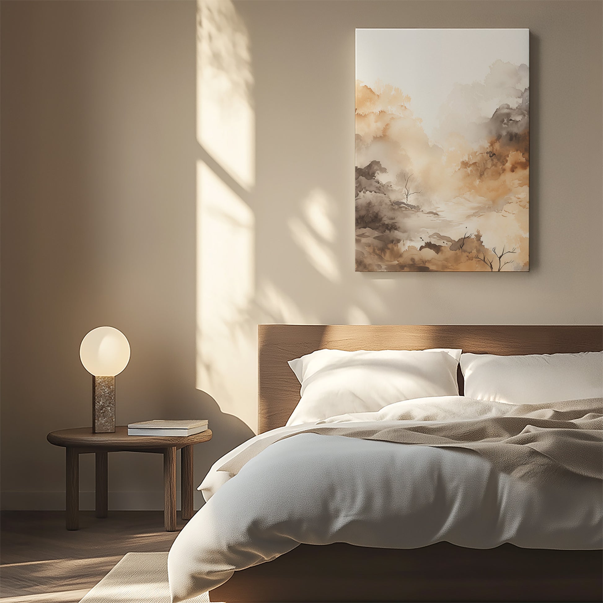 Design Concept No. 55 for Misty Autumn Valley Japanese Satin Canvas Wall Art