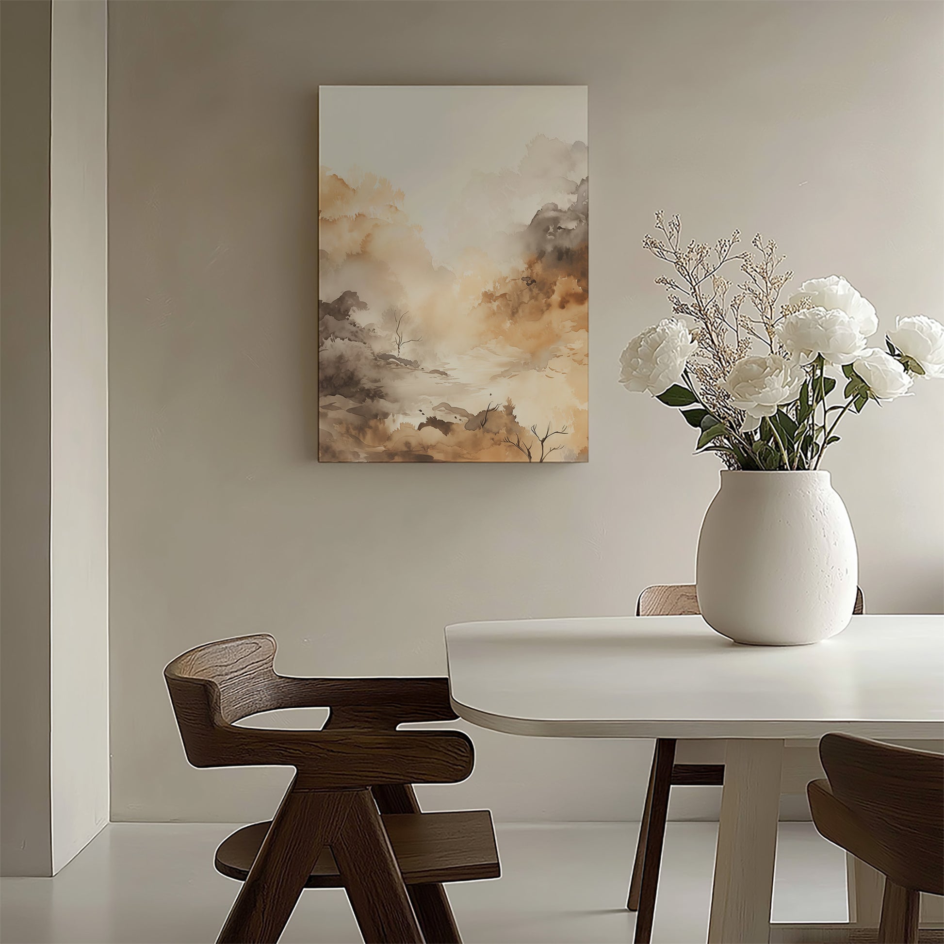 Design Concept No. 58 for Misty Autumn Valley Japanese Satin Canvas Wall Art