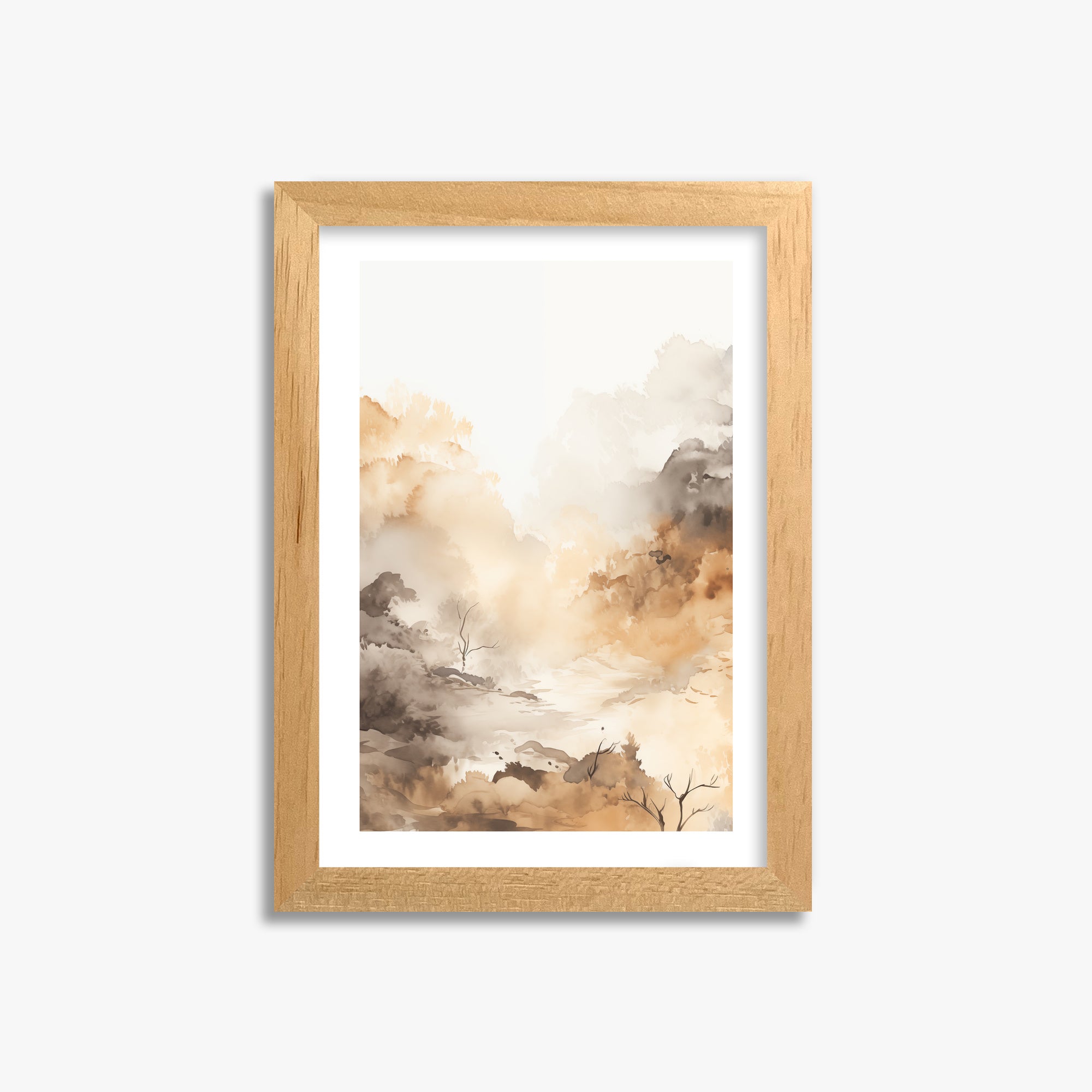 Misty Autumn Valley, 21x30cm Oak Framed Art Reproduction