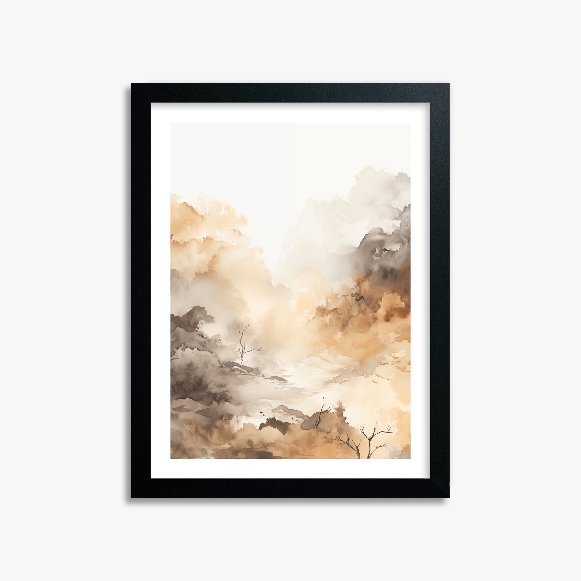 Misty Autumn Valley, 30x40cm Black Framed Art Reproduction