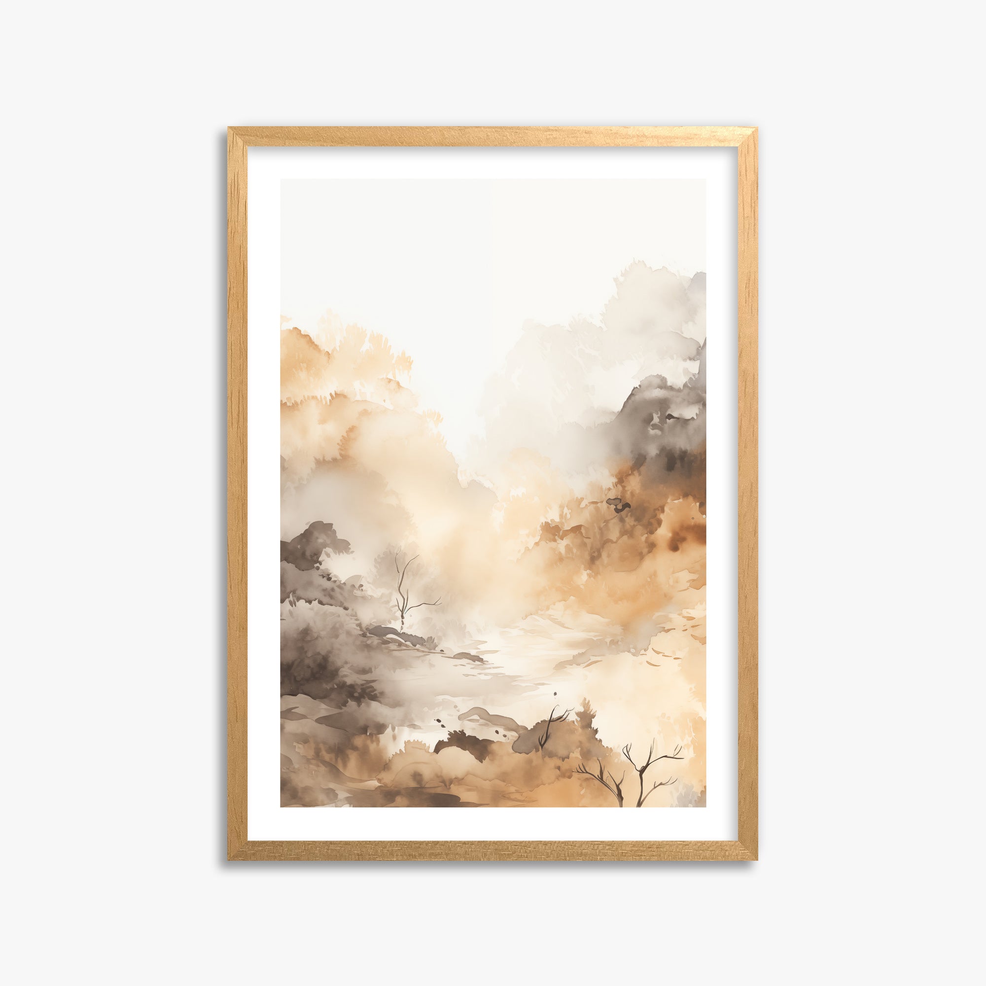 Misty Autumn Valley, 50x70cm Oak Framed Art Reproduction
