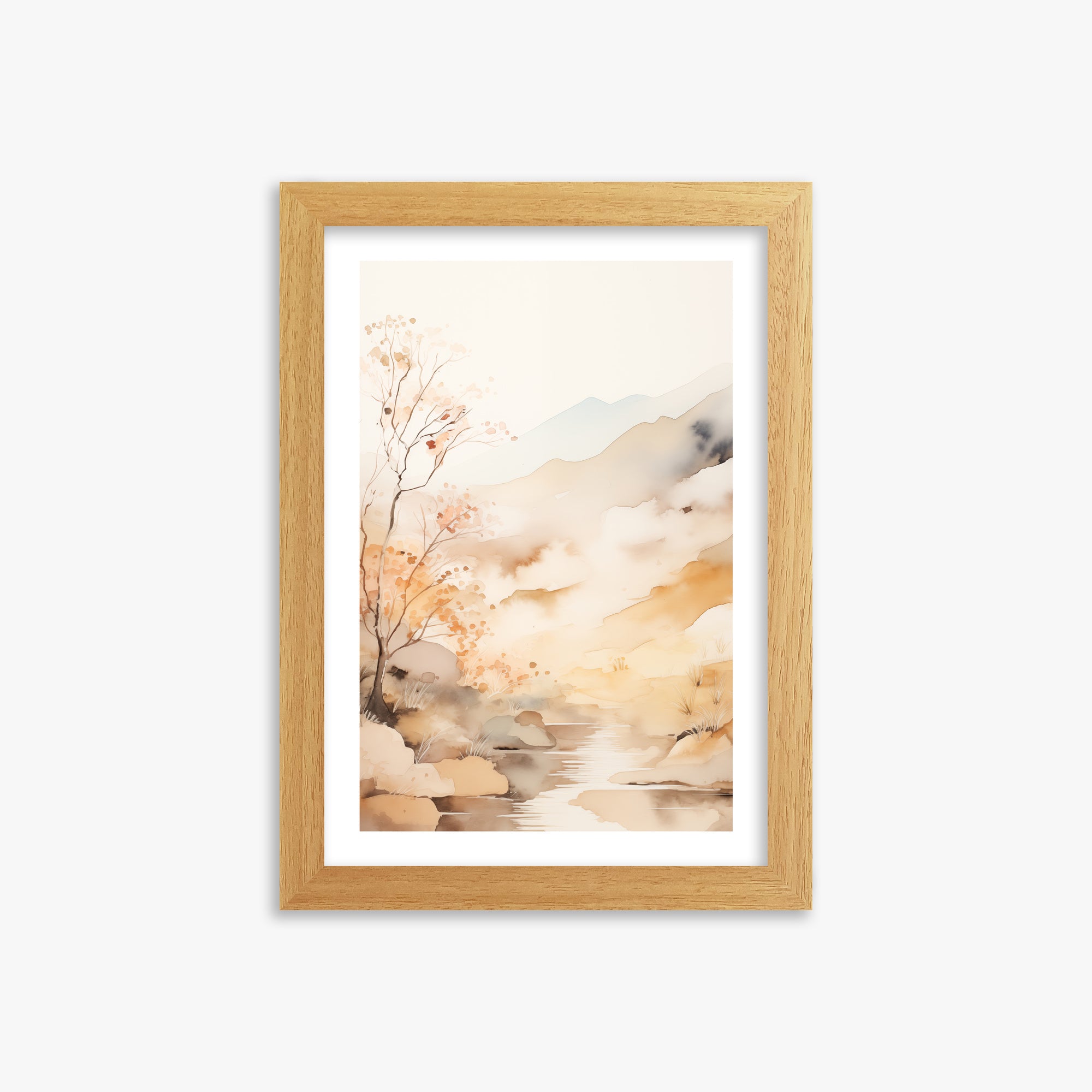 Autumn Stream Dream, 21x30cm Framed Poster With Oak Frame