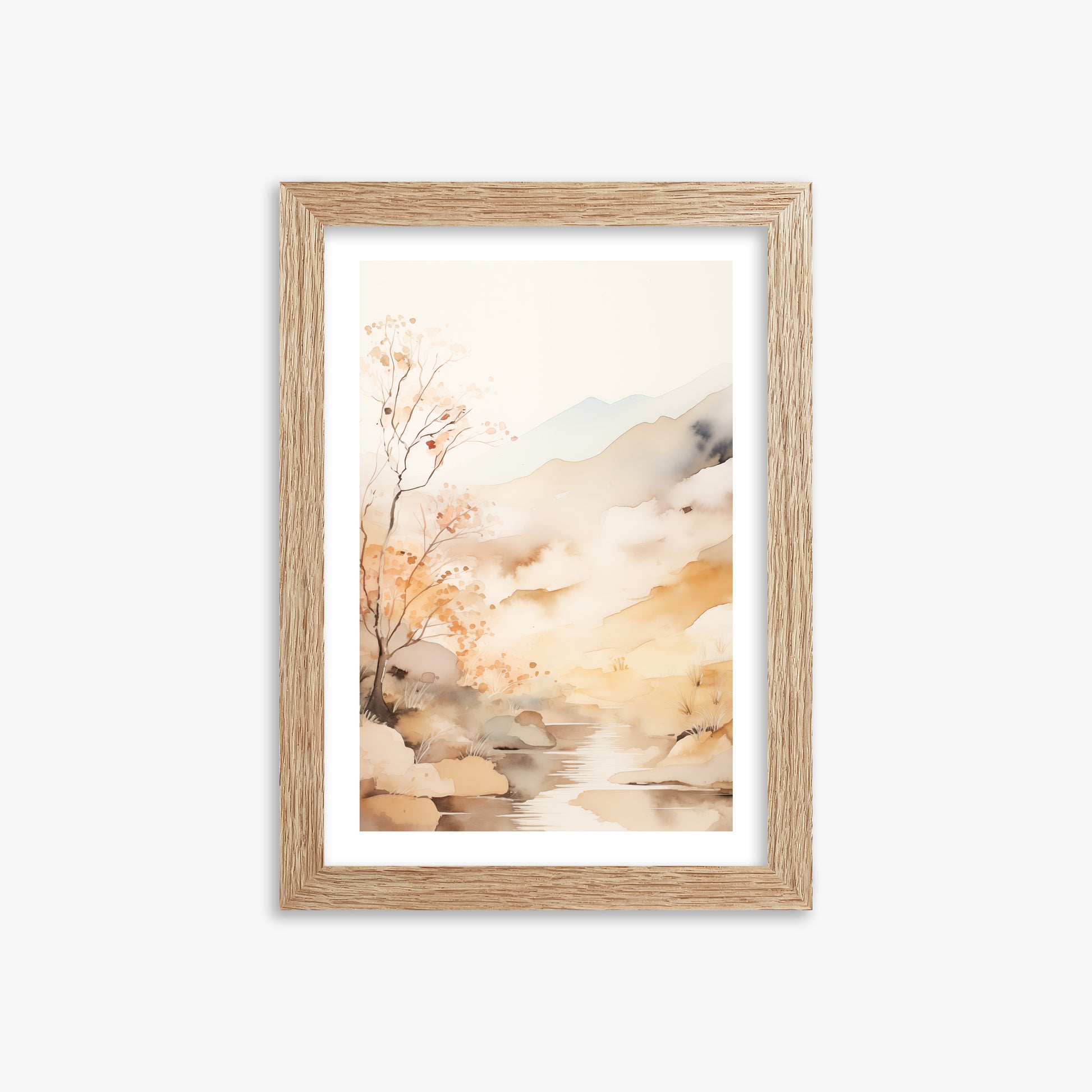 Autumn Stream Dream, 21x30cm Framed Poster With Raw Oak Frame