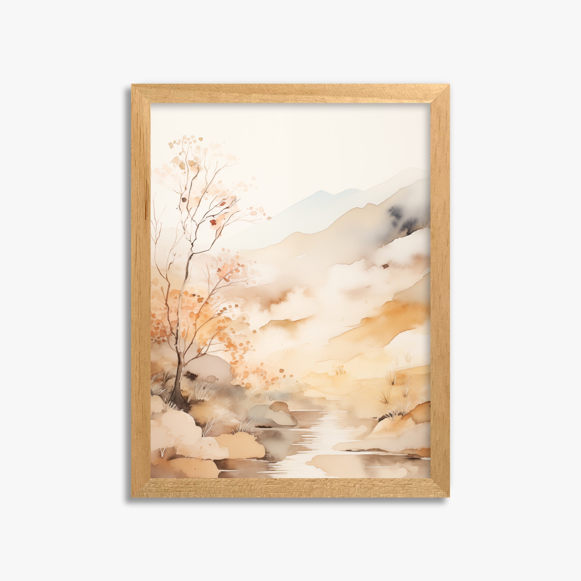 Autumn Stream Dream, 30x40cm Framed Poster With Oak Frame