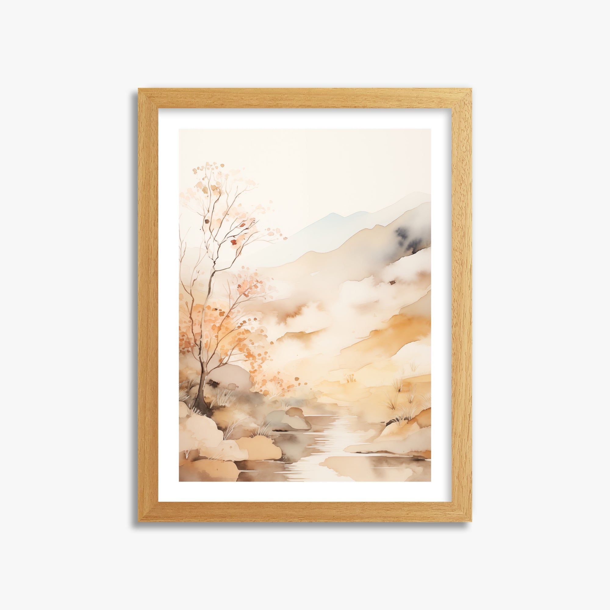 Autumn Stream Dream, 30x40cm Framed Poster With Oak Frame