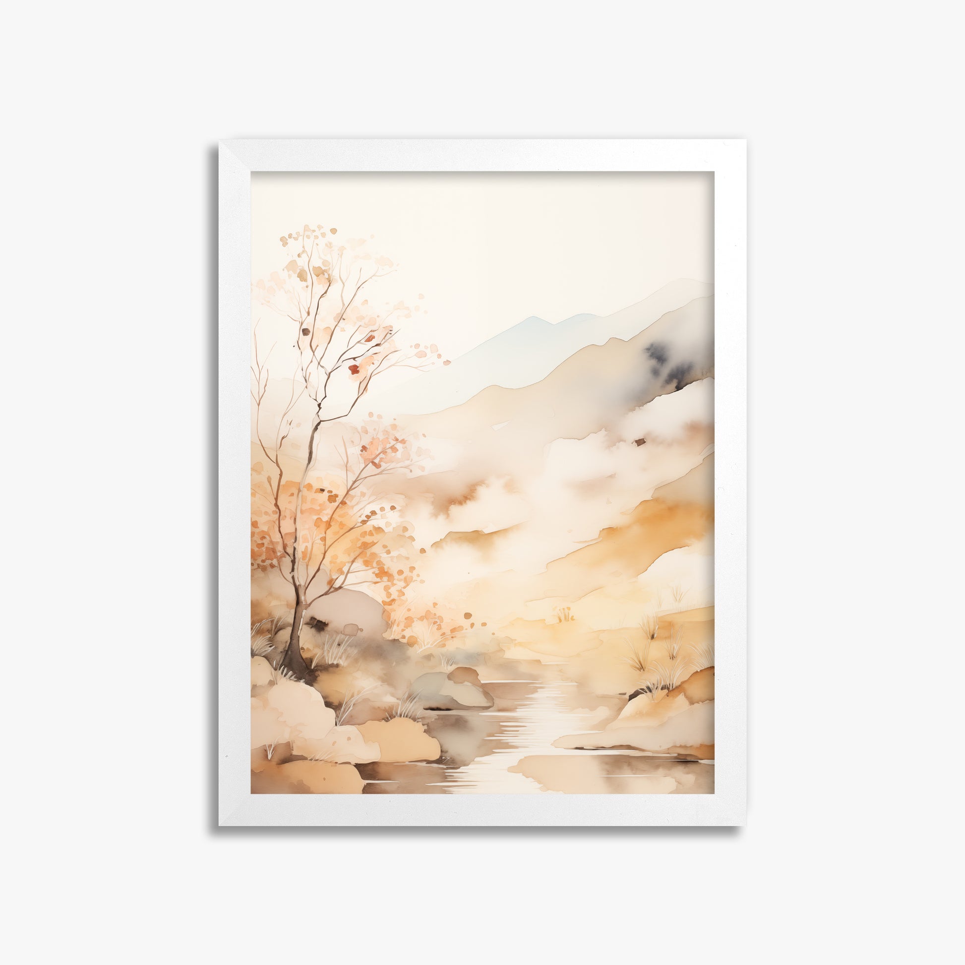 Autumn Stream Dream, 30x40cm Framed Poster With White Frame