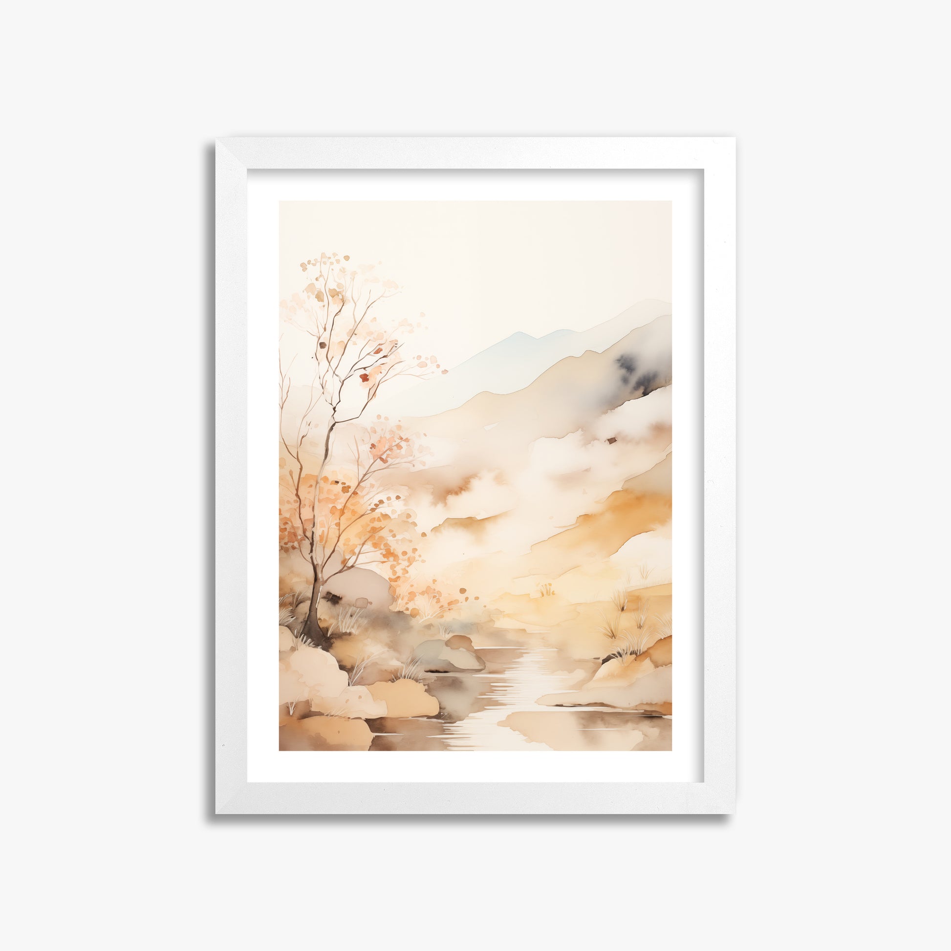 Autumn Stream Dream, 30x40cm Framed Poster With White Frame