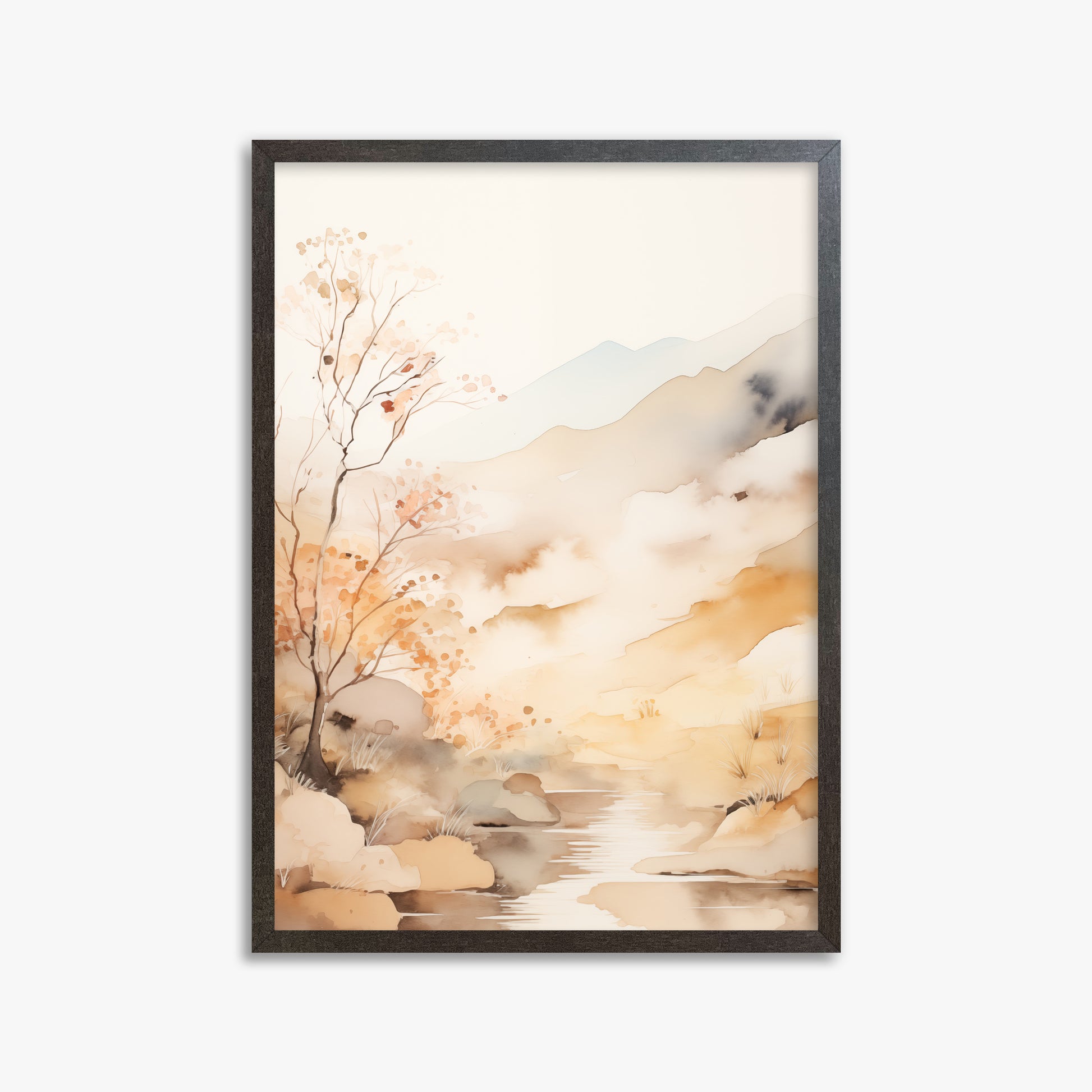 Autumn Stream Dream, 50x70cm Framed Poster With Espresso Frame