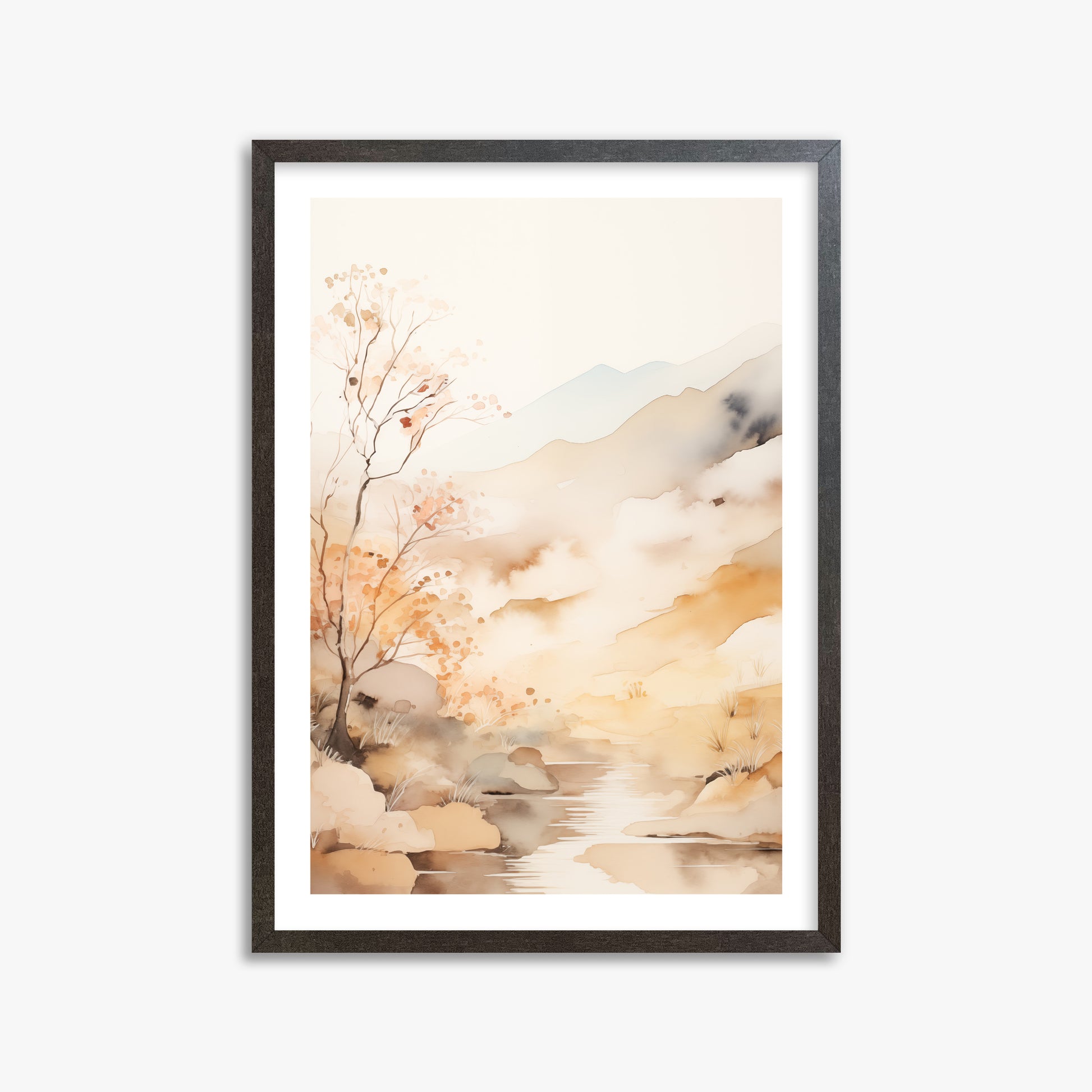 Autumn Stream Dream, 50x70cm Framed Poster With Espresso Frame