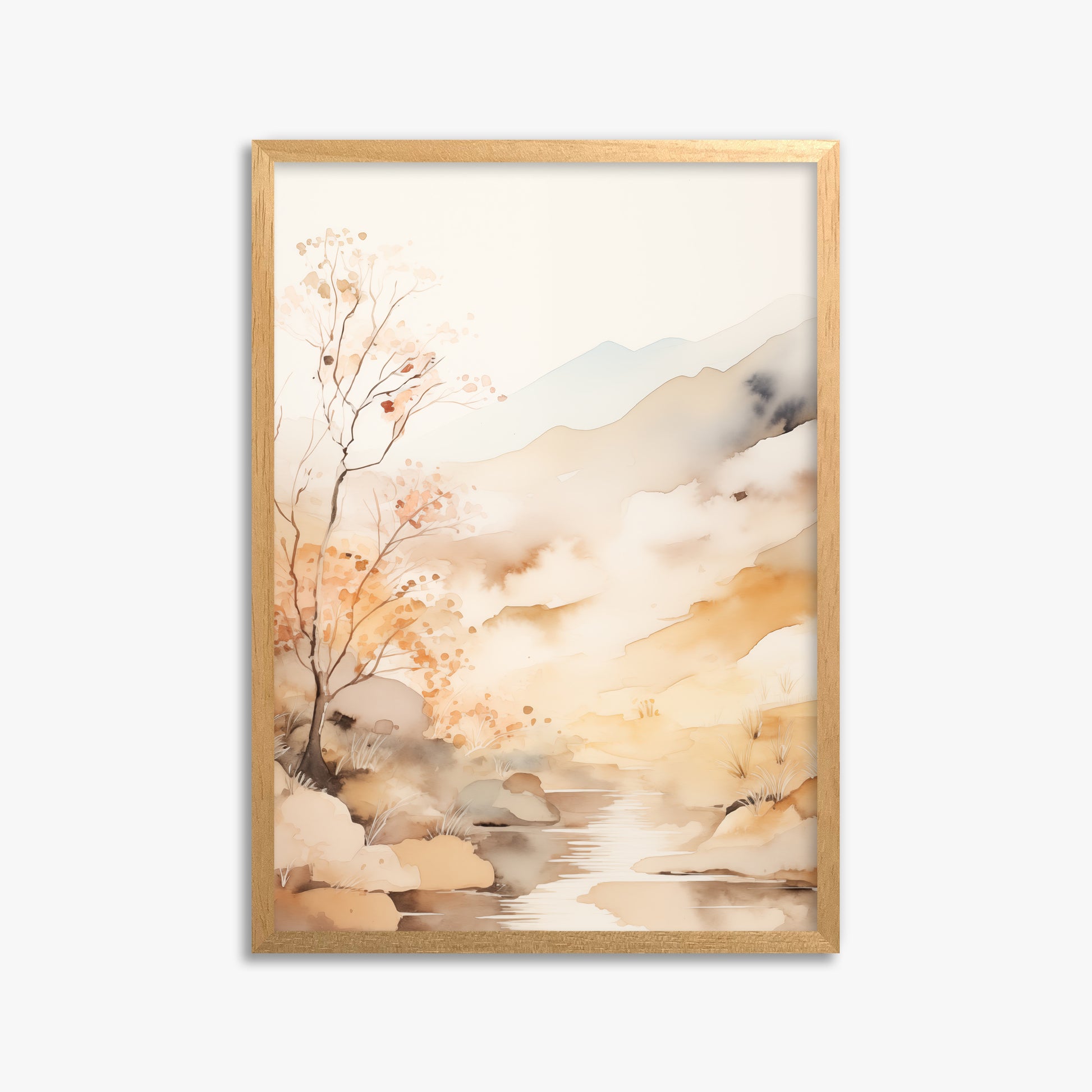 Autumn Stream Dream, 50x70cm Framed Poster With Oak Frame