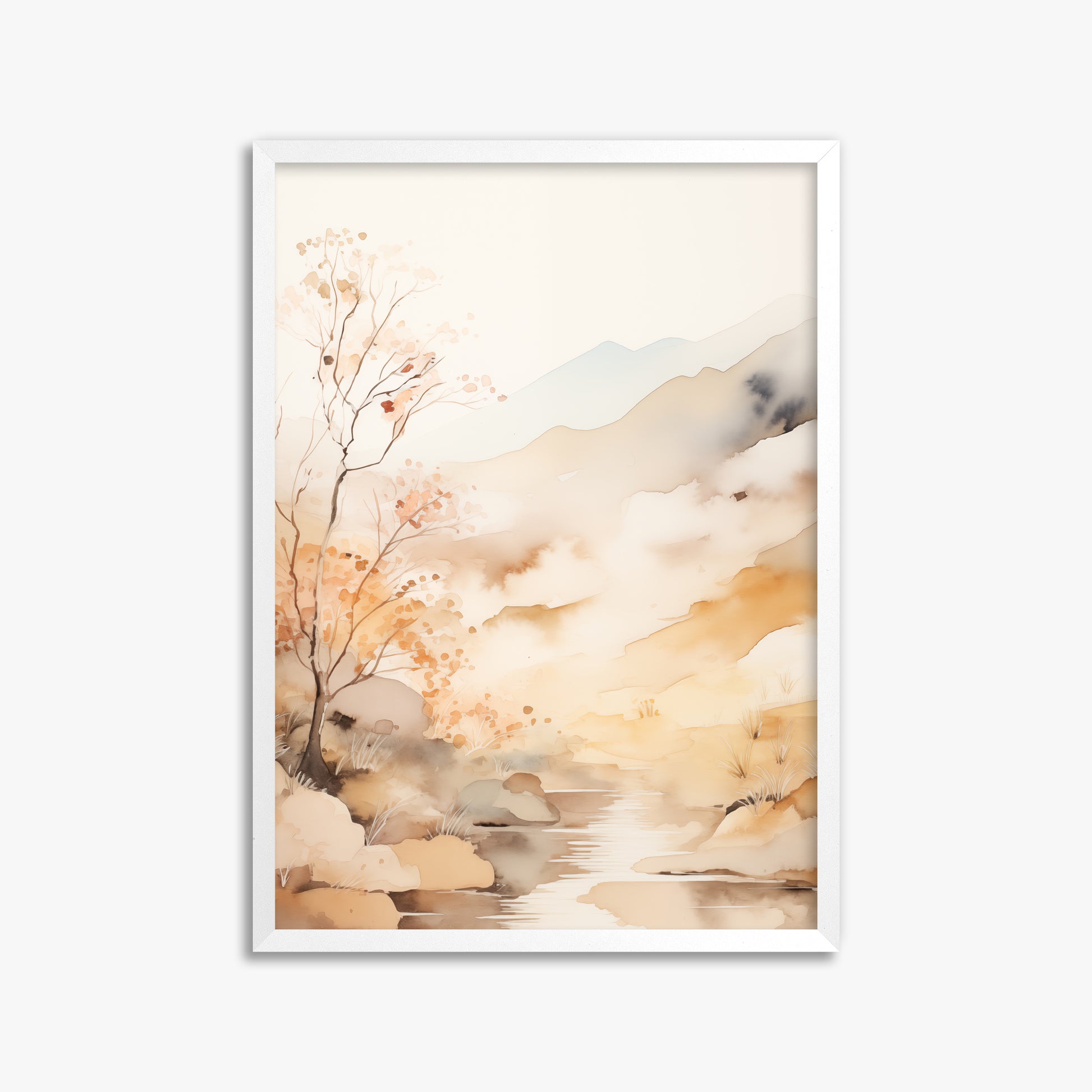 Autumn Stream Dream, 50x70cm Framed Poster With White Frame