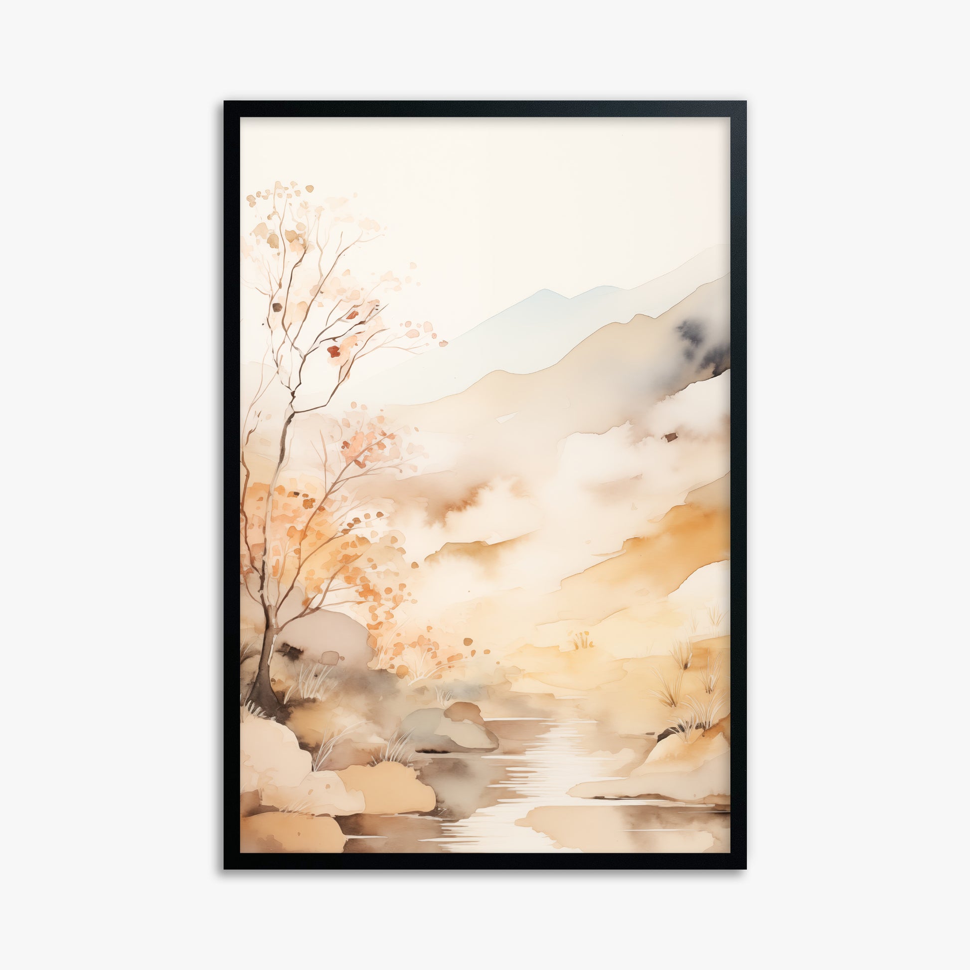 Autumn Stream Dream, 61x91cm Framed Poster With Black Frame