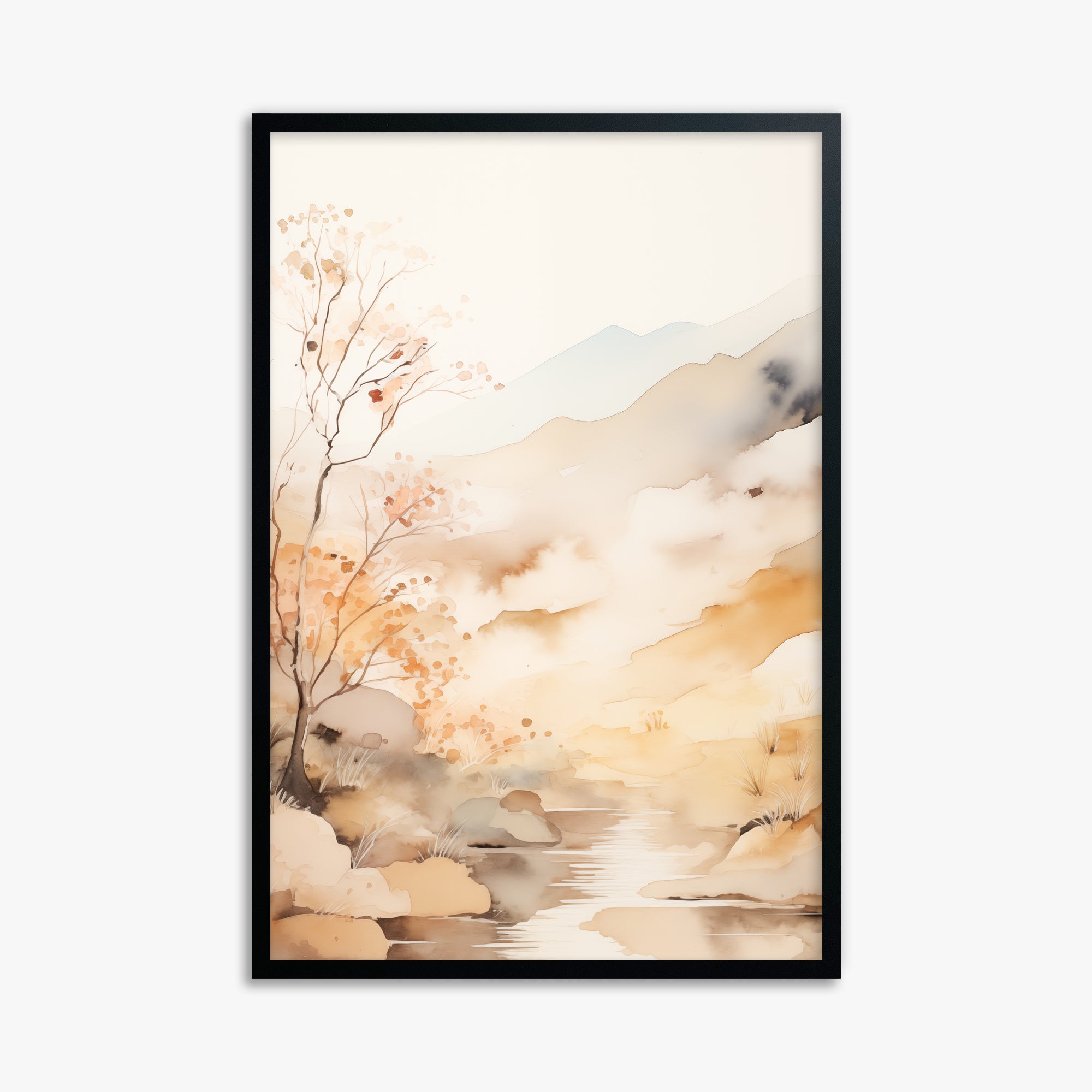 Autumn Stream Dream, 61x91cm Framed Poster With Black Frame