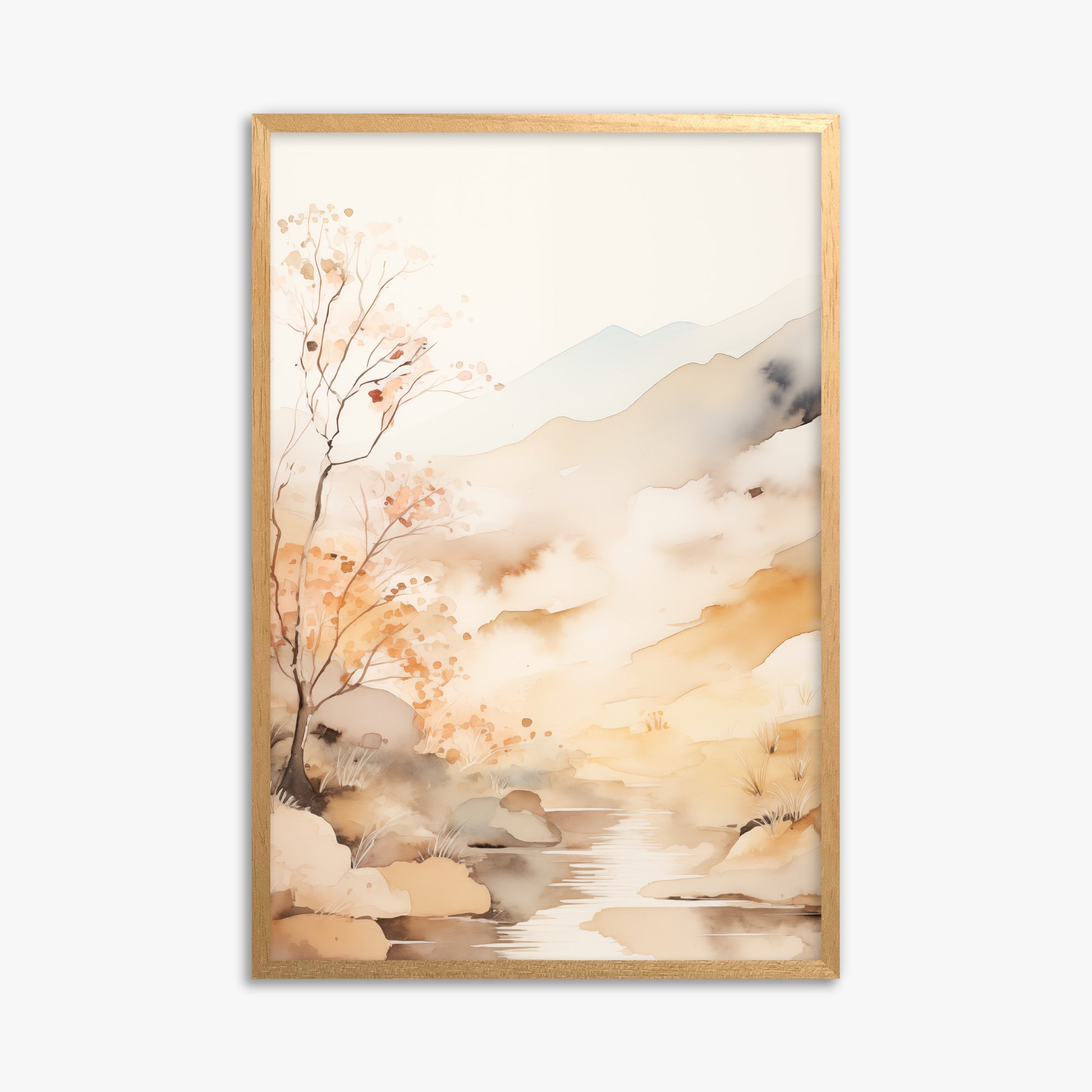 Autumn Stream Dream, 61x91cm Framed Poster With Oak Frame