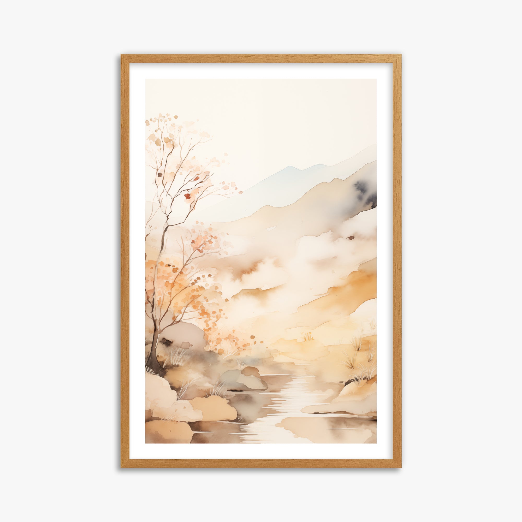 Autumn Stream Dream, 61x91cm Framed Poster With Oak Frame