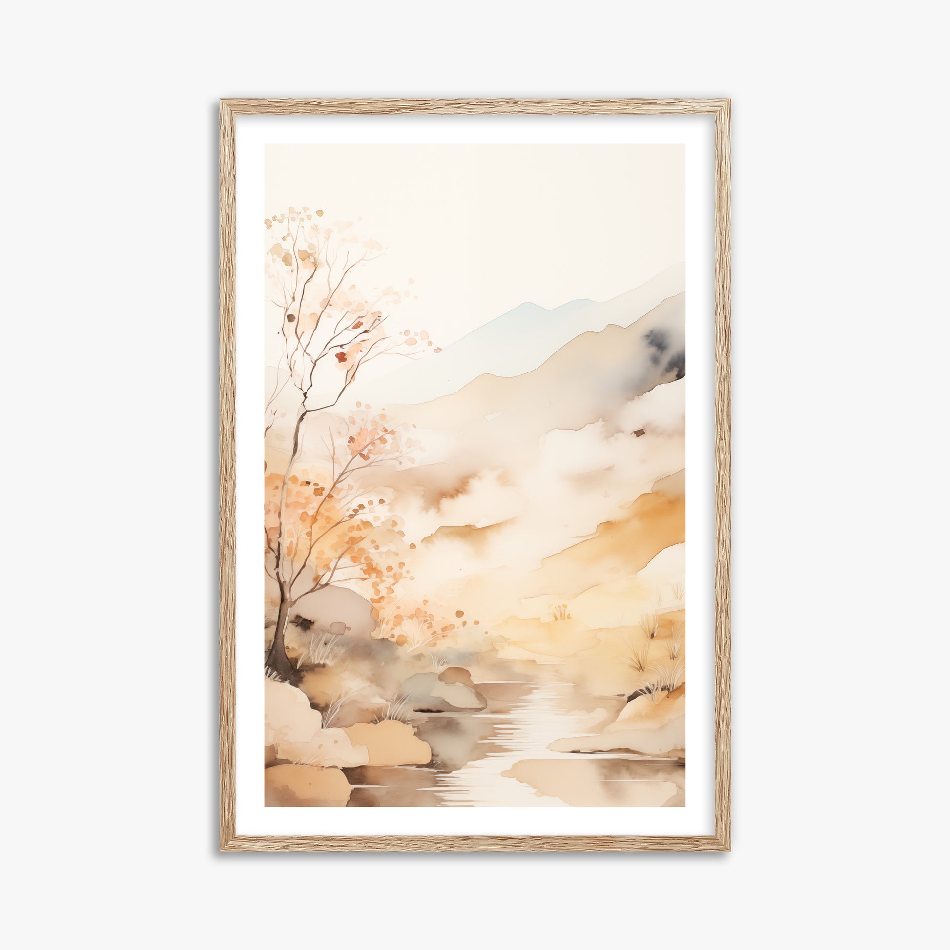 Autumn Stream Dream, 61x91cm Framed Poster With Raw Oak Frame