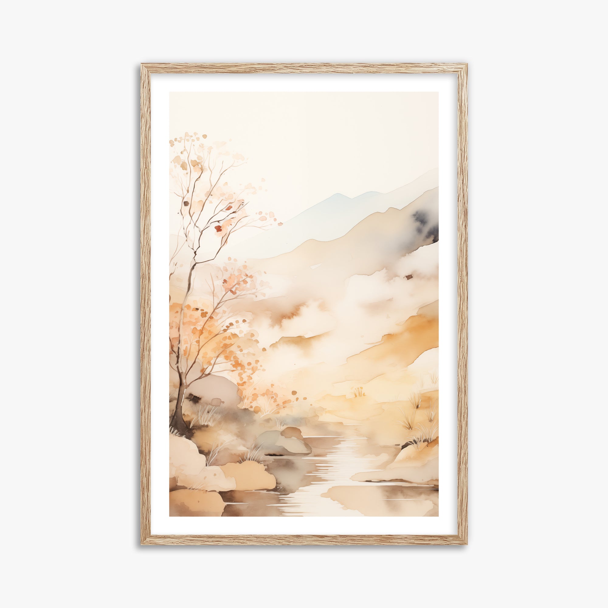 Autumn Stream Dream, 61x91cm Framed Poster With Raw Oak Frame