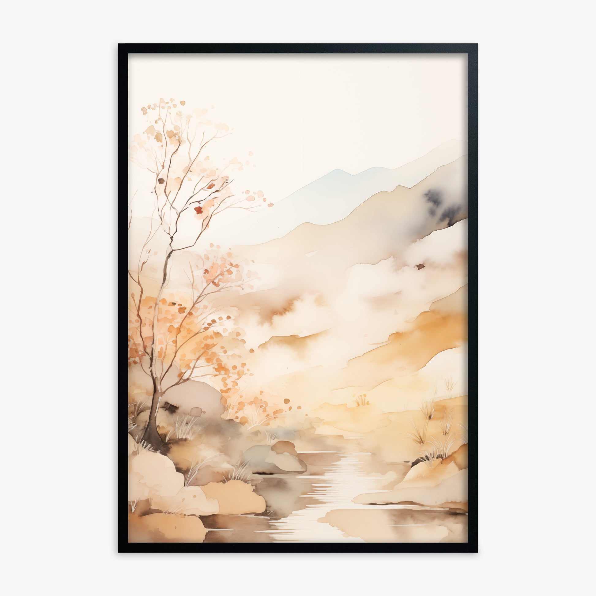 Autumn Stream Dream, Black Framed Poster With Black Frame
