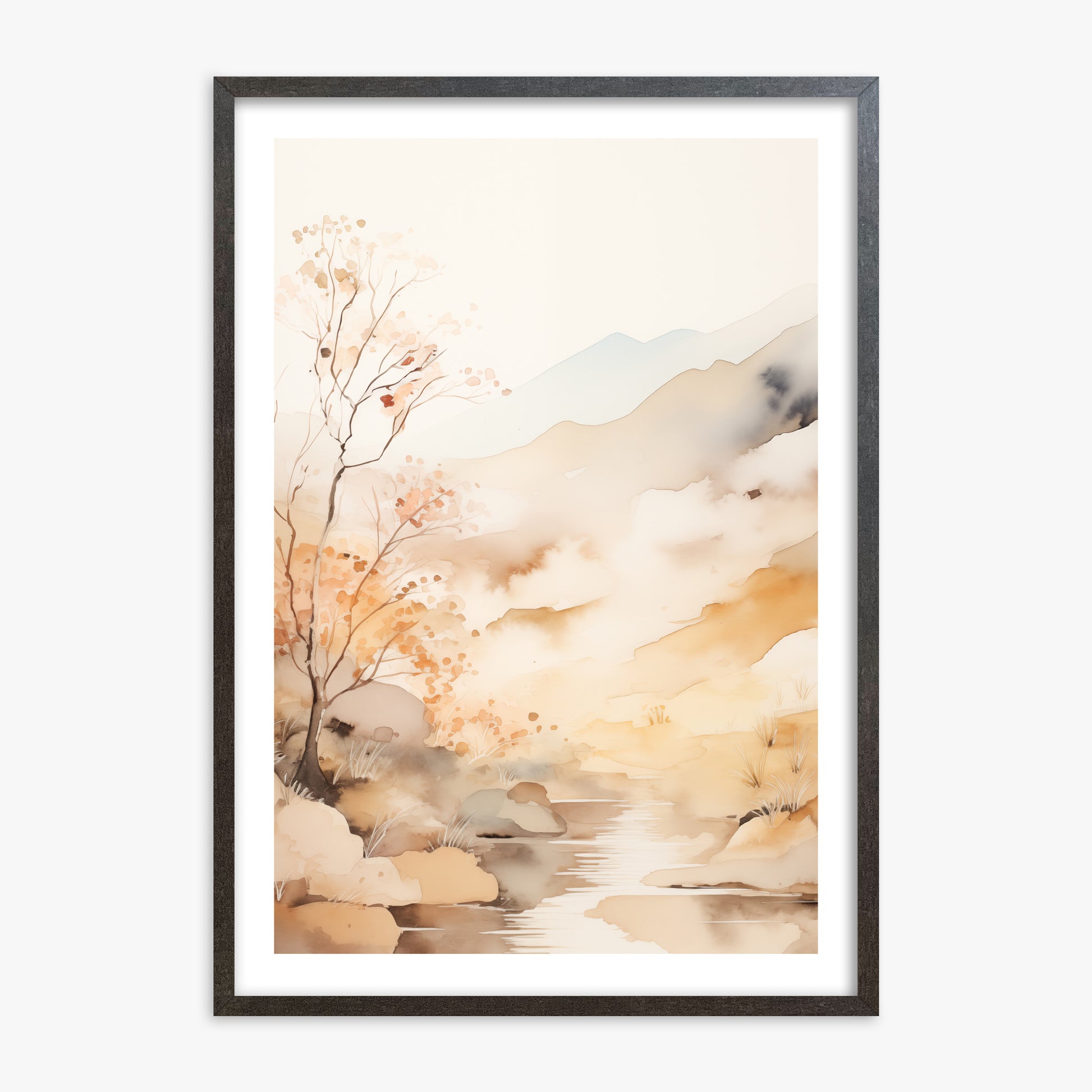 Autumn Stream Dream, 70x100cm Framed Poster With Espresso Frame