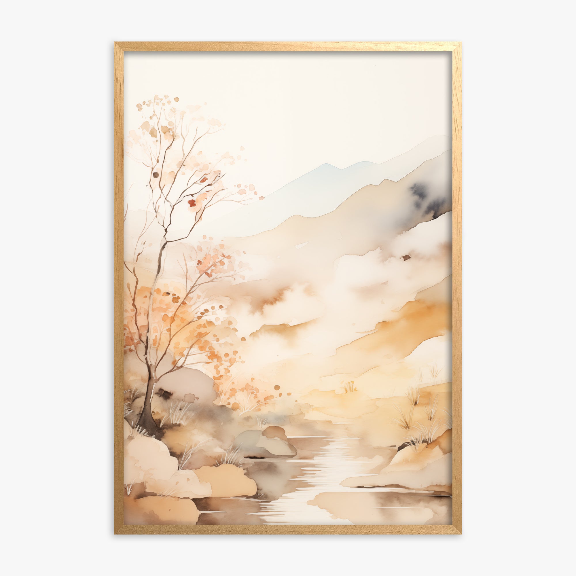 Autumn Stream Dream, Oak Framed Poster With Oak Frame