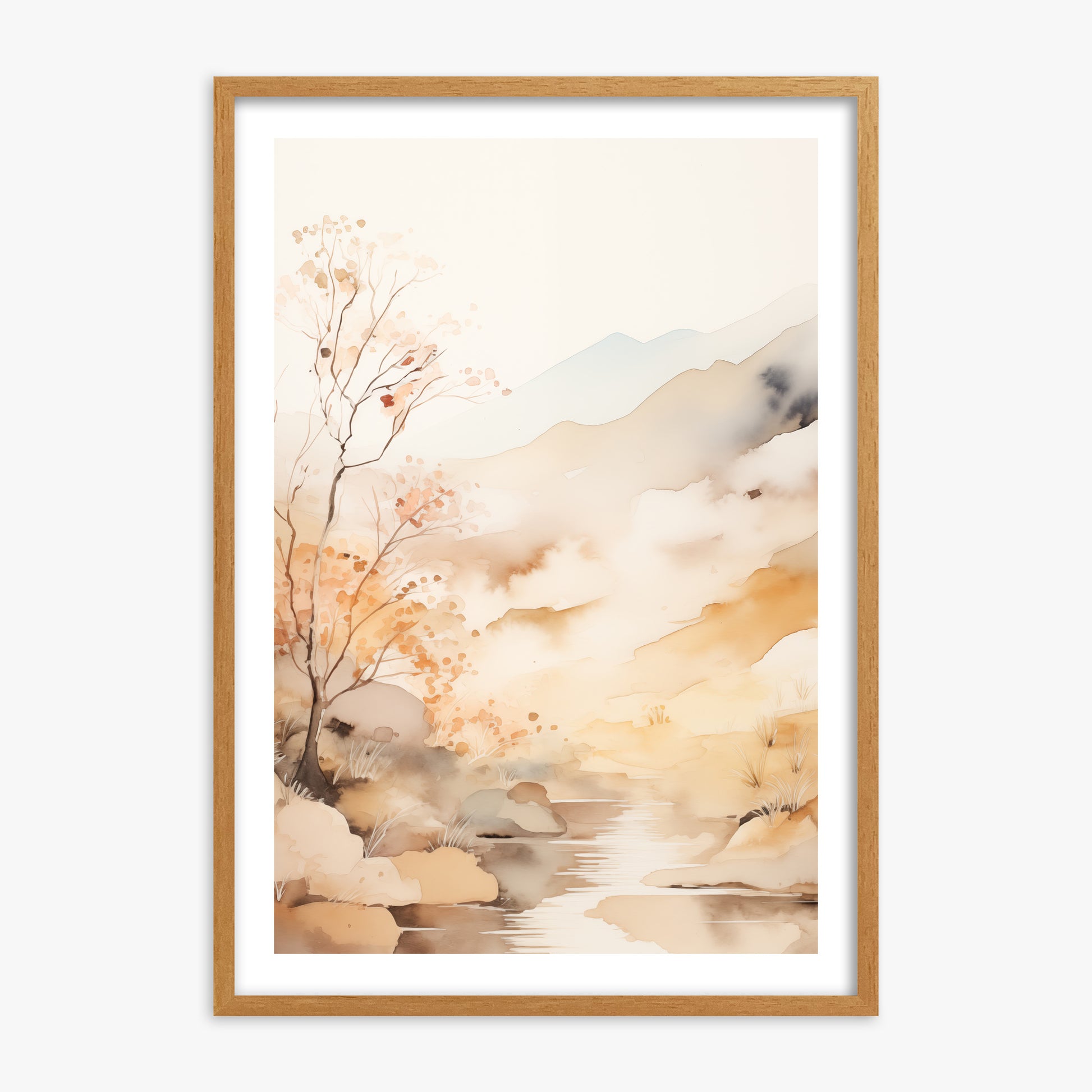 Autumn Stream Dream, 70x100cm Framed Poster With Oak Frame