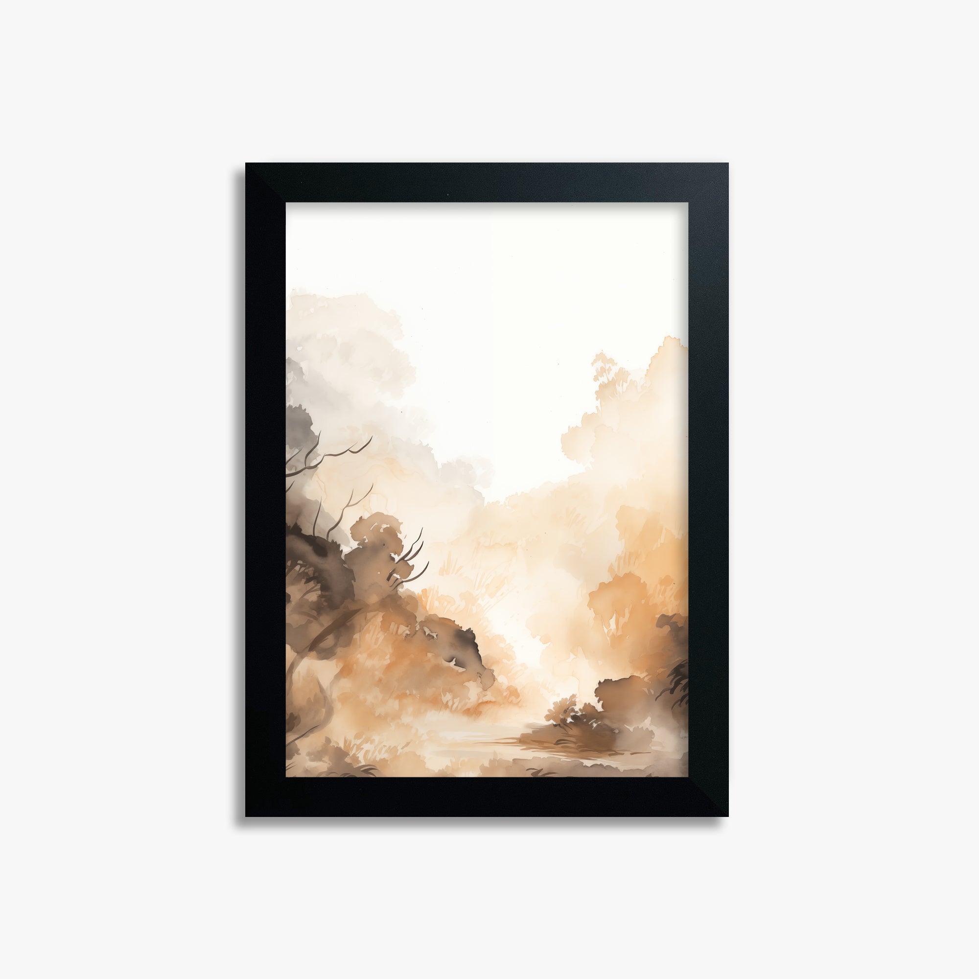 Amber Mist Forest, 21x30cm Framed Poster With Black Frame