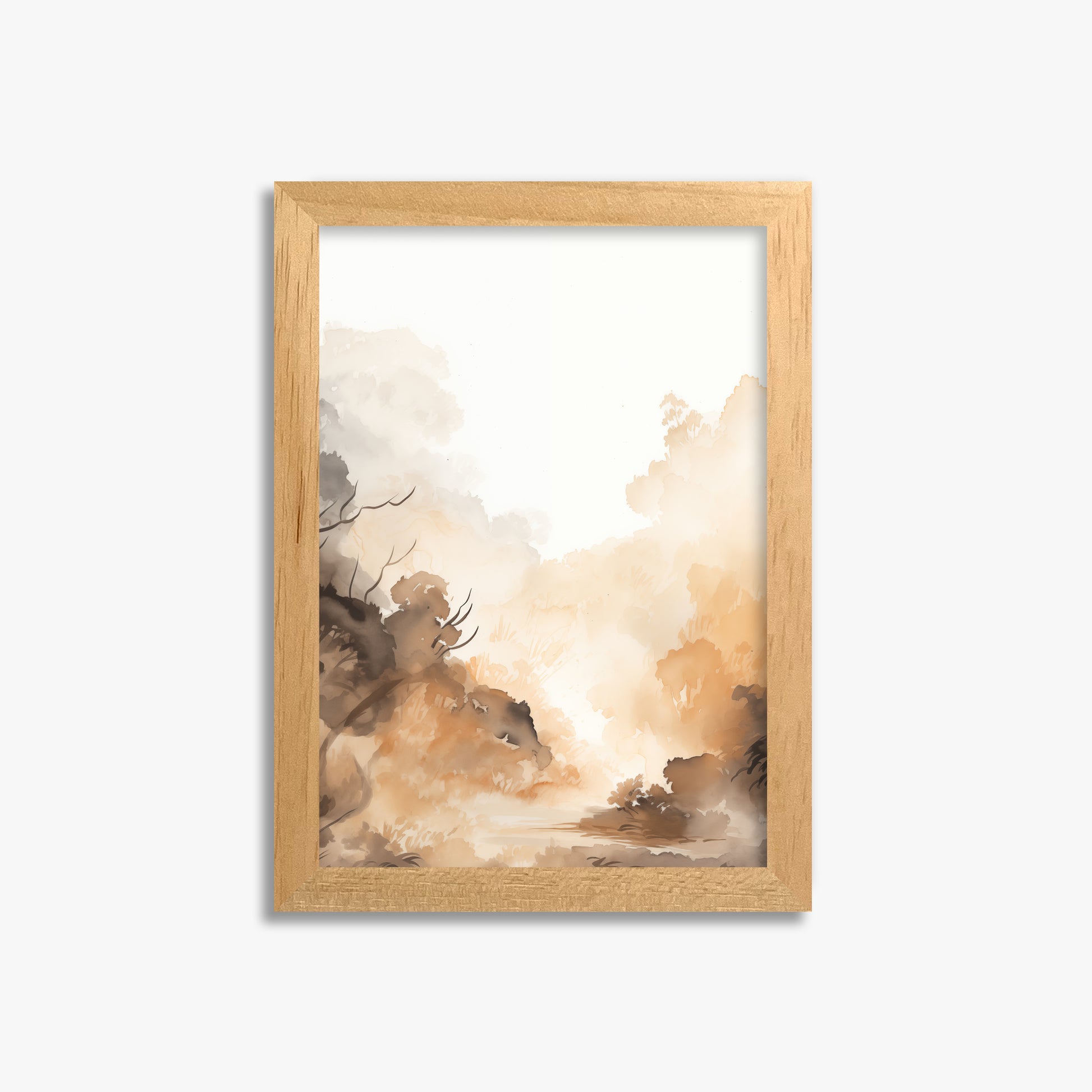 Amber Mist Forest, 21x30cm Framed Poster With Oak Frame