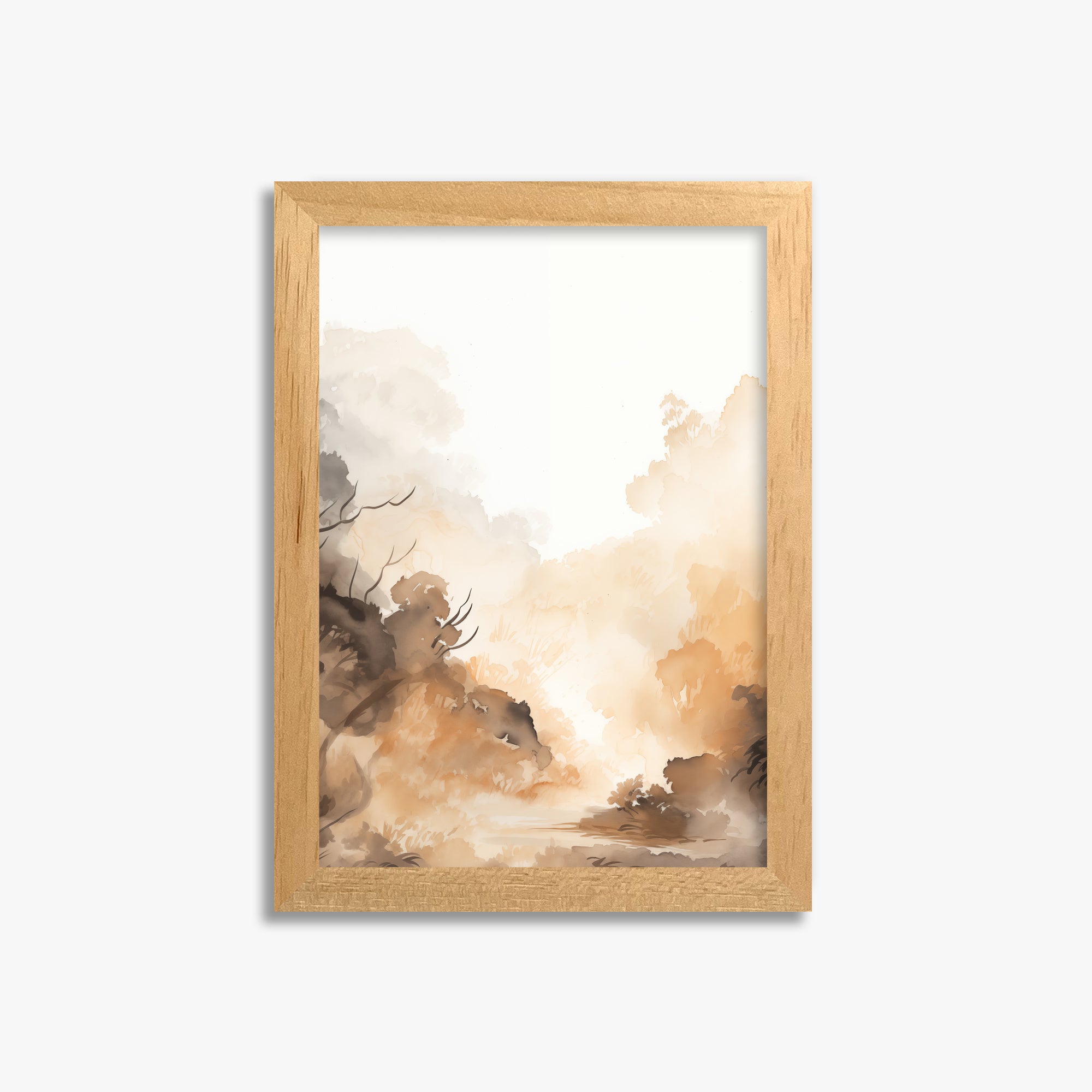 Amber Mist Forest, 21x30cm Framed Poster With Oak Frame