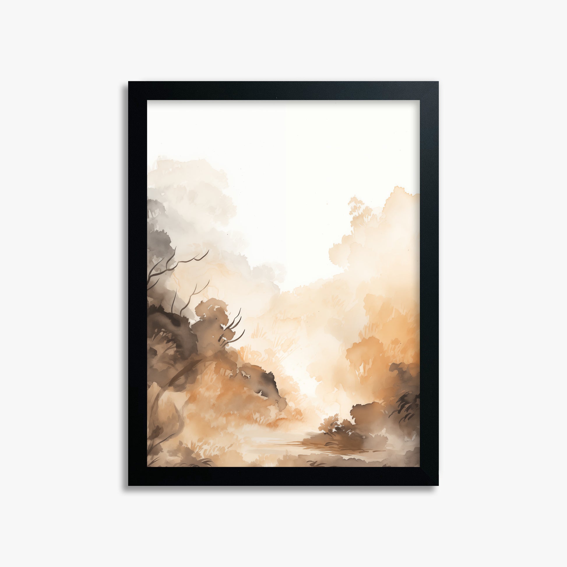 Amber Mist Forest, 30x40cm Framed Poster With Black Frame