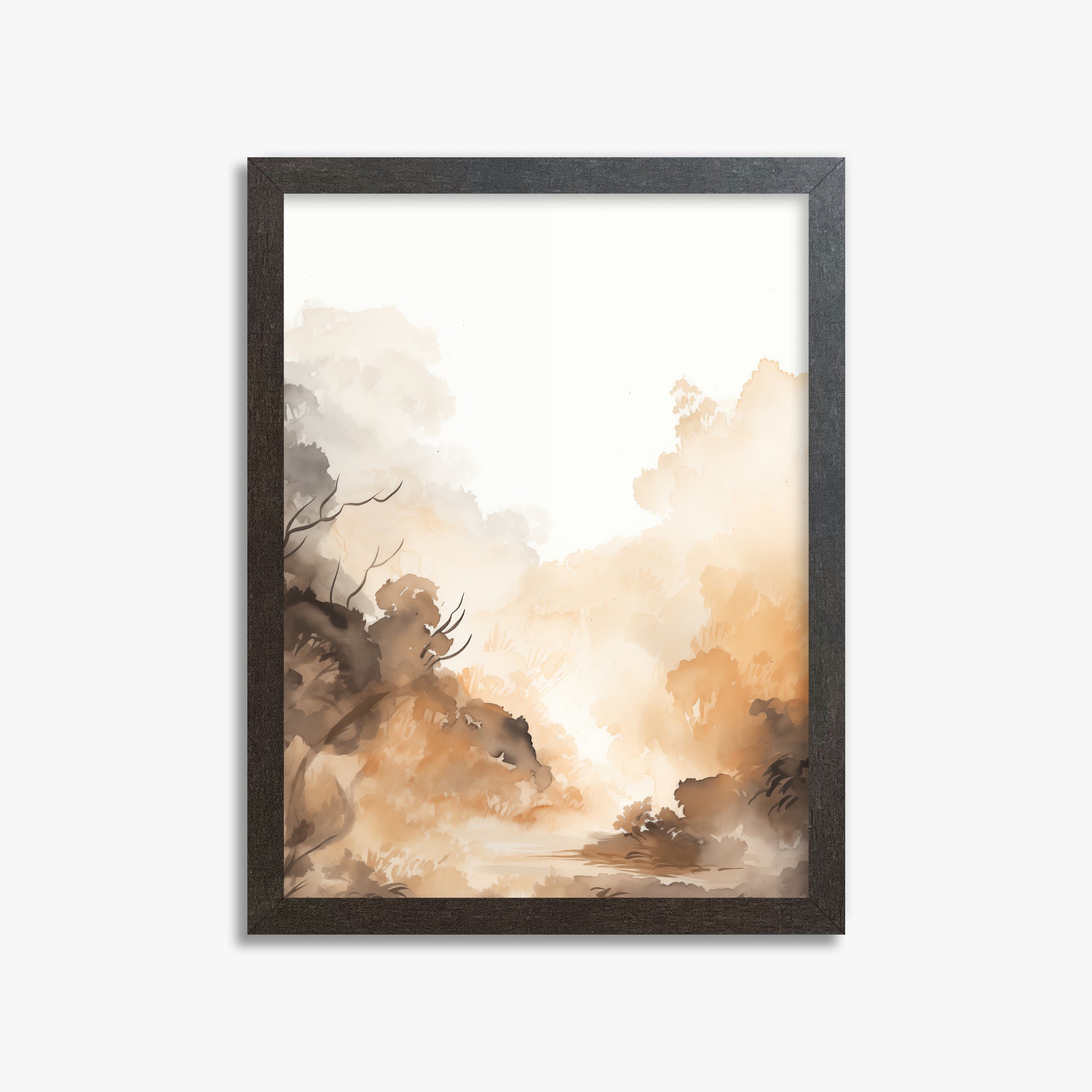 Amber Mist Forest, 30x40cm Framed Poster With Espresso Frame