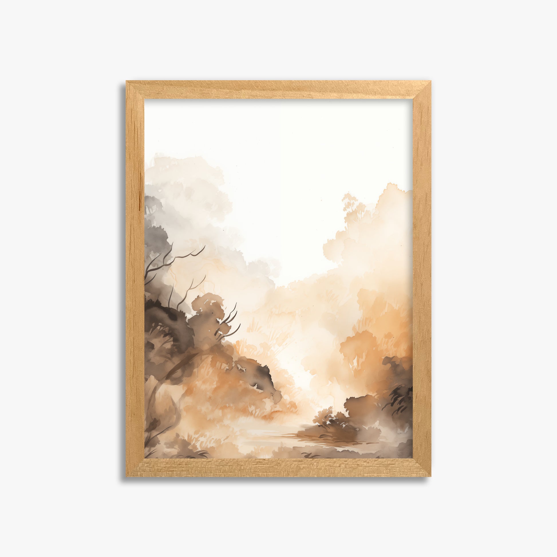 Amber Mist Forest, 30x40cm Framed Poster With Oak Frame