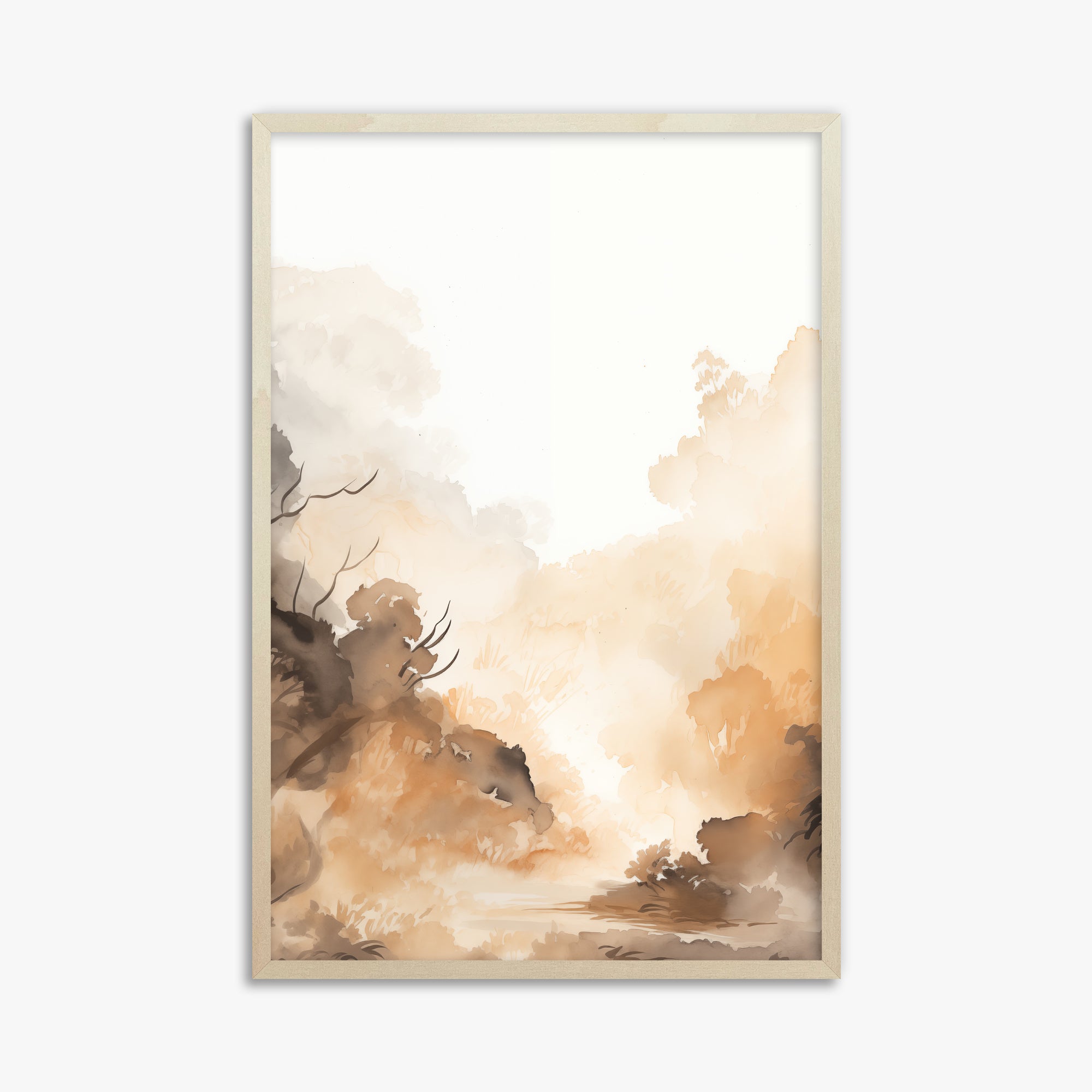 Amber Mist Forest, 61x91cm Framed Poster With Lime Wood Frame