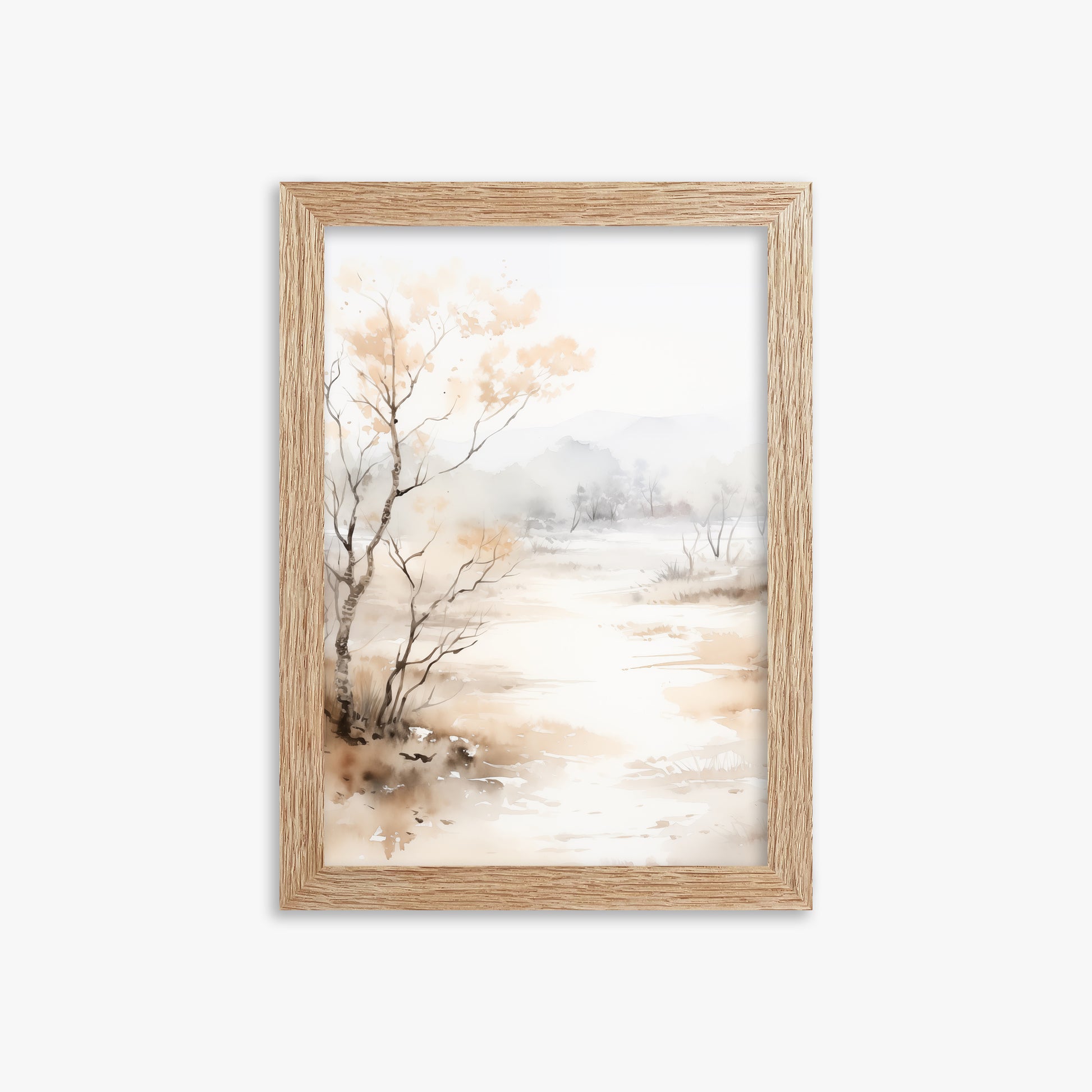 Golden Birch Marsh, 21x30cm Framed Poster With Raw Oak Frame